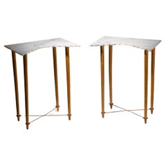 Pair of Wall Consoles with Marble Tops, attributed to Ugo la Pietra, Italy