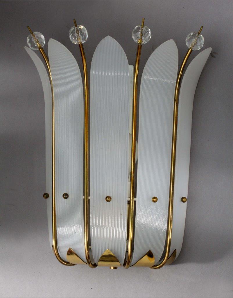 Mid-Century Modern Pair of Wall Crystal Glass Sconces Designed Rupert Nikoll Vienna, 1950