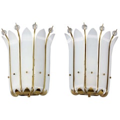 Pair of Wall Crystal Glass Sconces Designed Rupert Nikoll Vienna, 1950