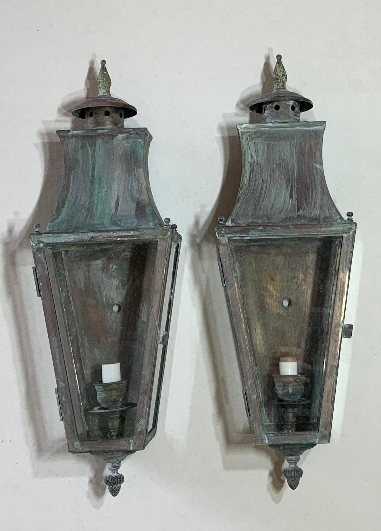 Pair of Wall Hanging Brass Lantern 6