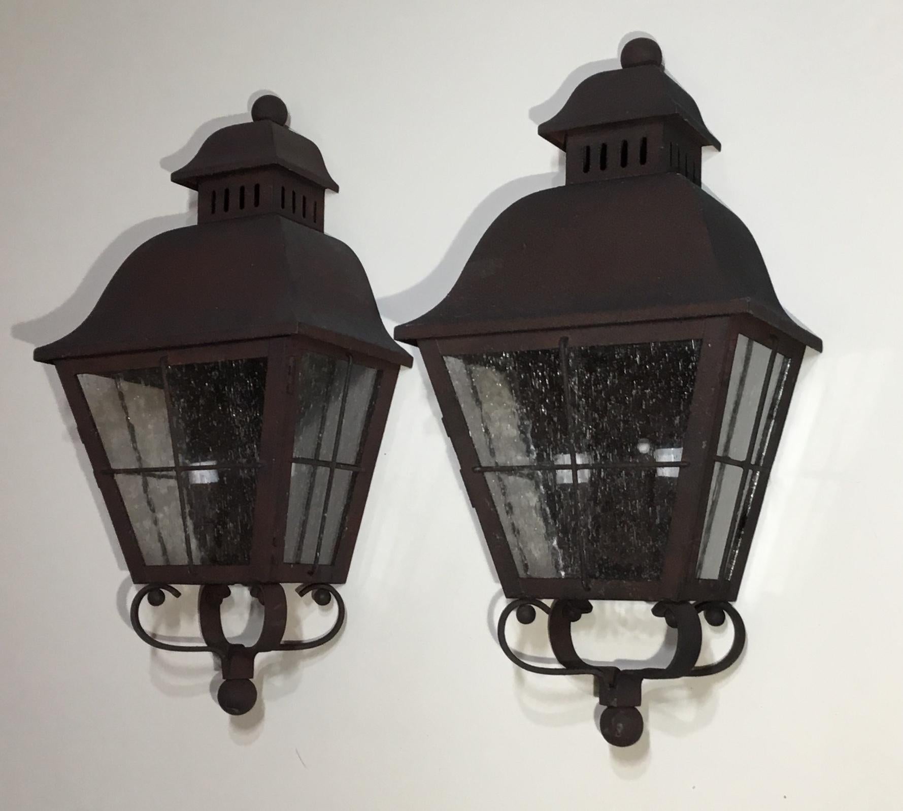 Pair of Wall Hanging Brass Lantern 2