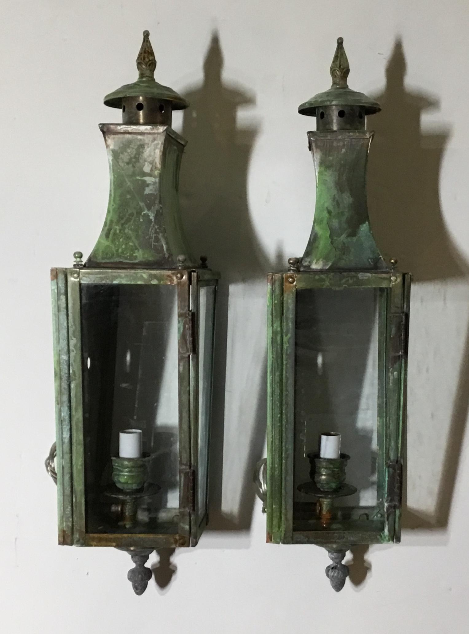 Pair of Wall Hanging Brass Lantern 3