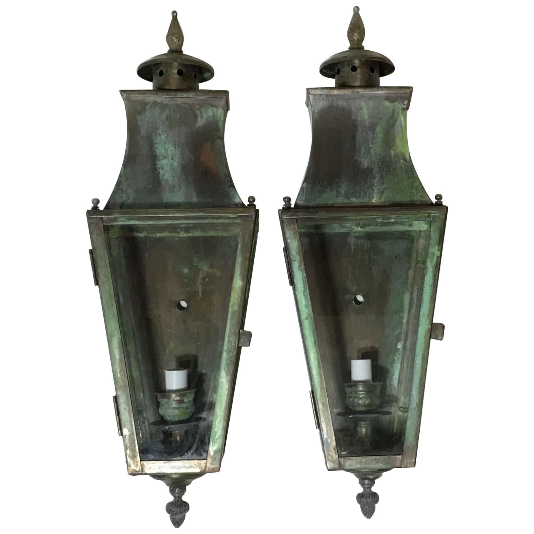 Pair of Wall Hanging Brass Lantern