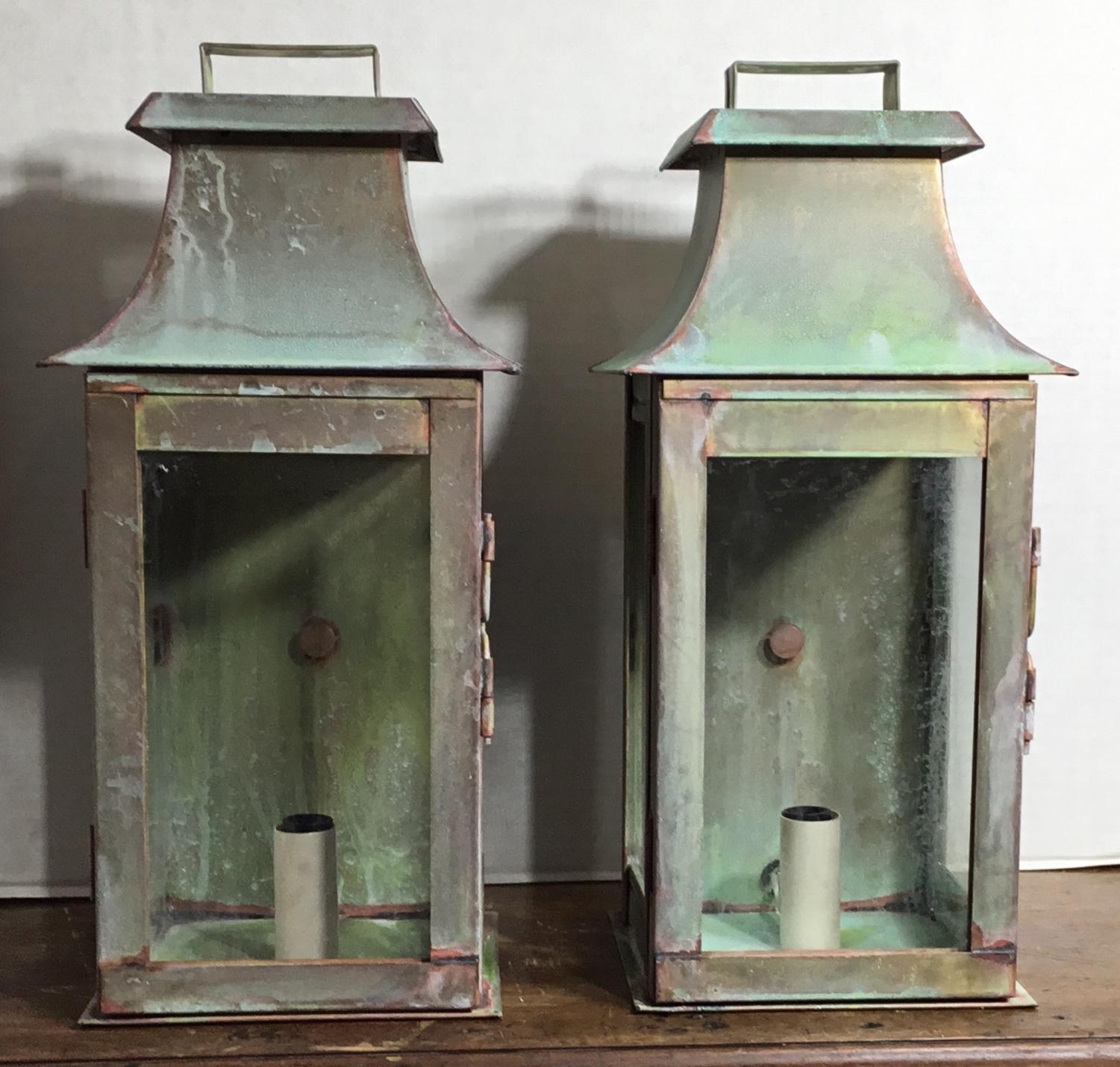 Pair of Wall Hanging Brass Lanterns 5