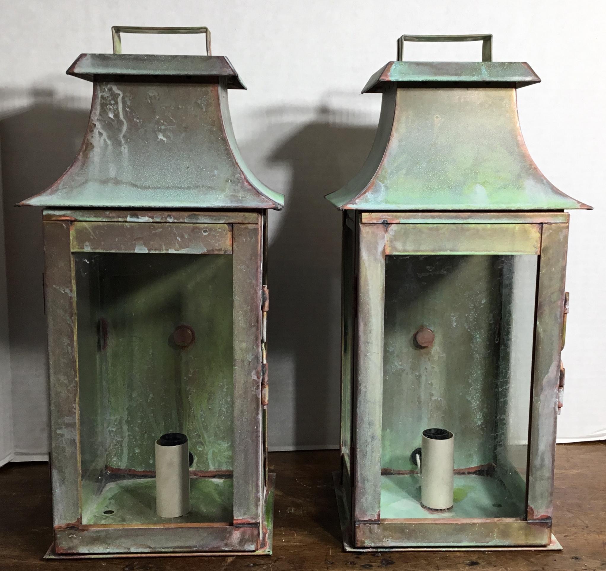 Pair of Wall Hanging Brass Lanterns 6