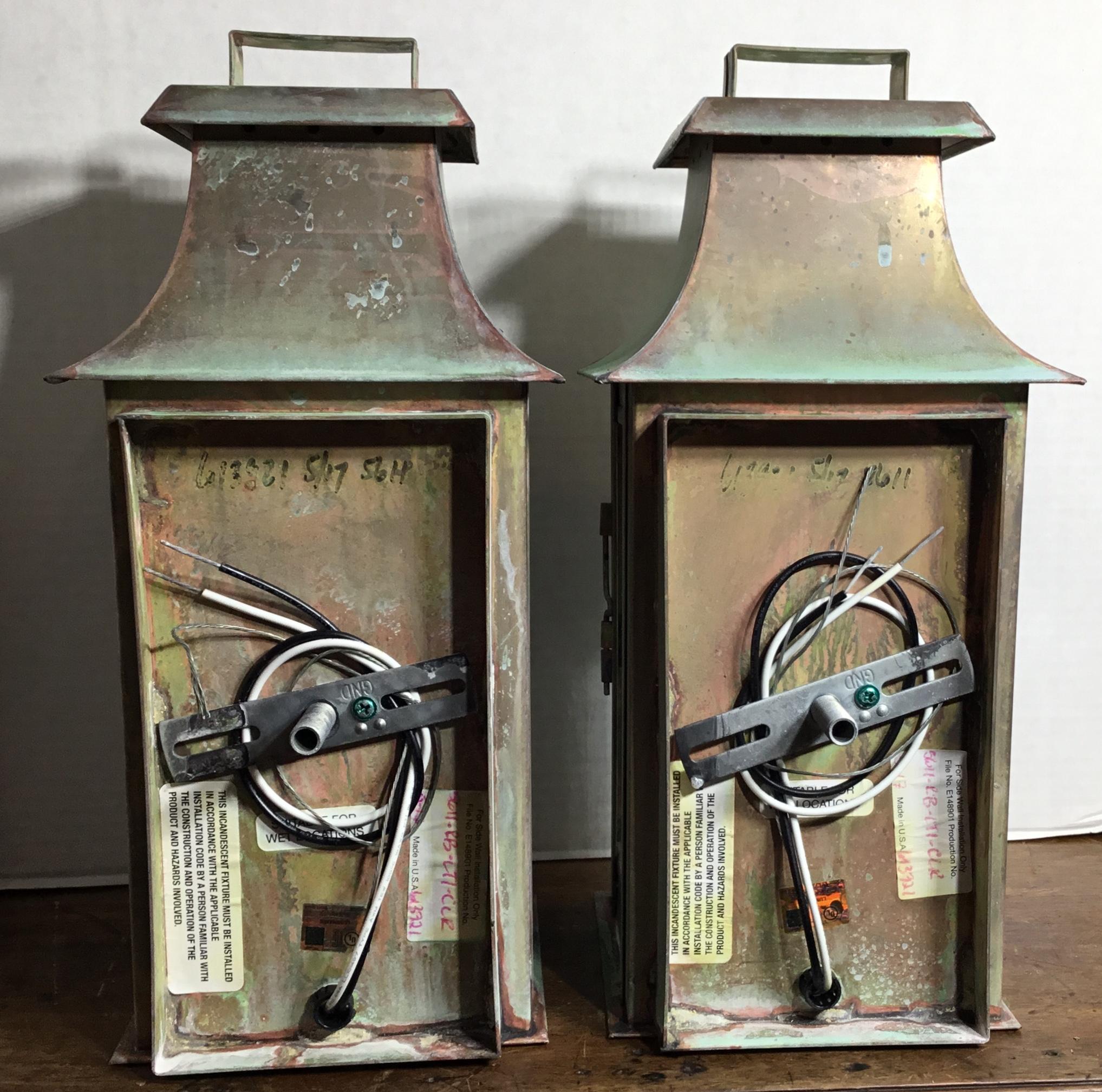 Pair of Wall Hanging Brass Lanterns 1