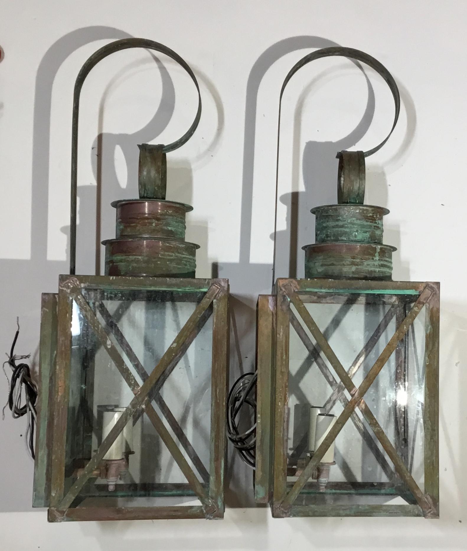 Pair of Wall Hanging Copper Lantern 5
