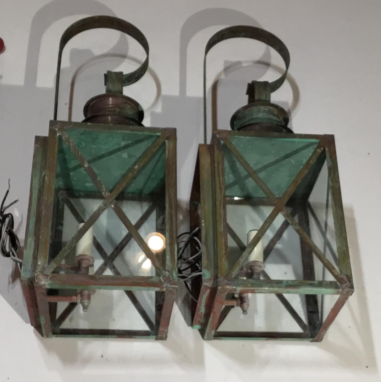Pair of Wall Hanging Copper Lantern 6