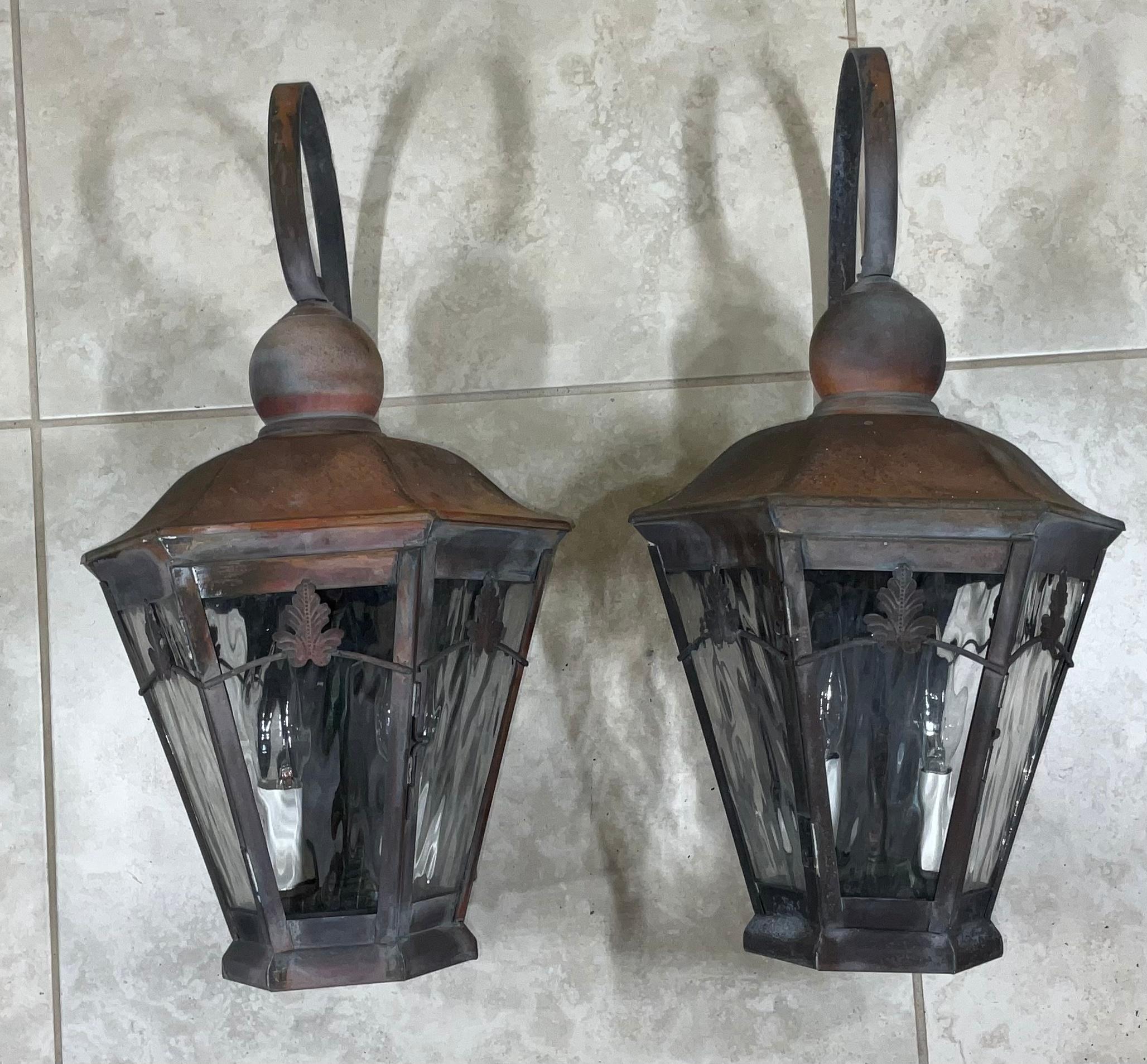 Pair of Wall Hanging Copper Lantern 6