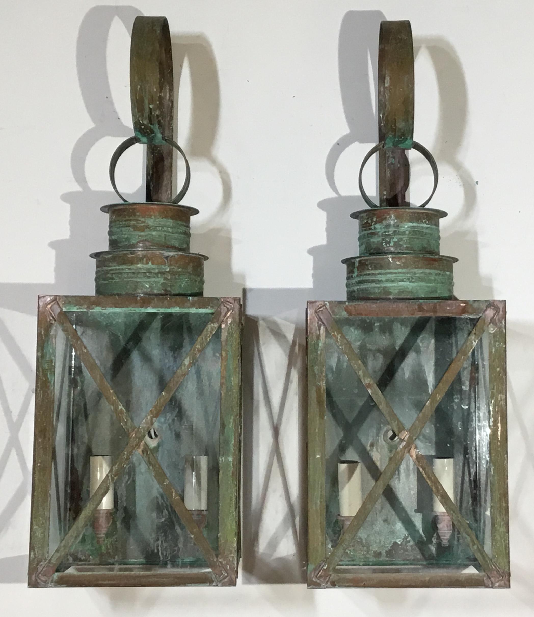 Pair of Wall Hanging Copper Lantern 8