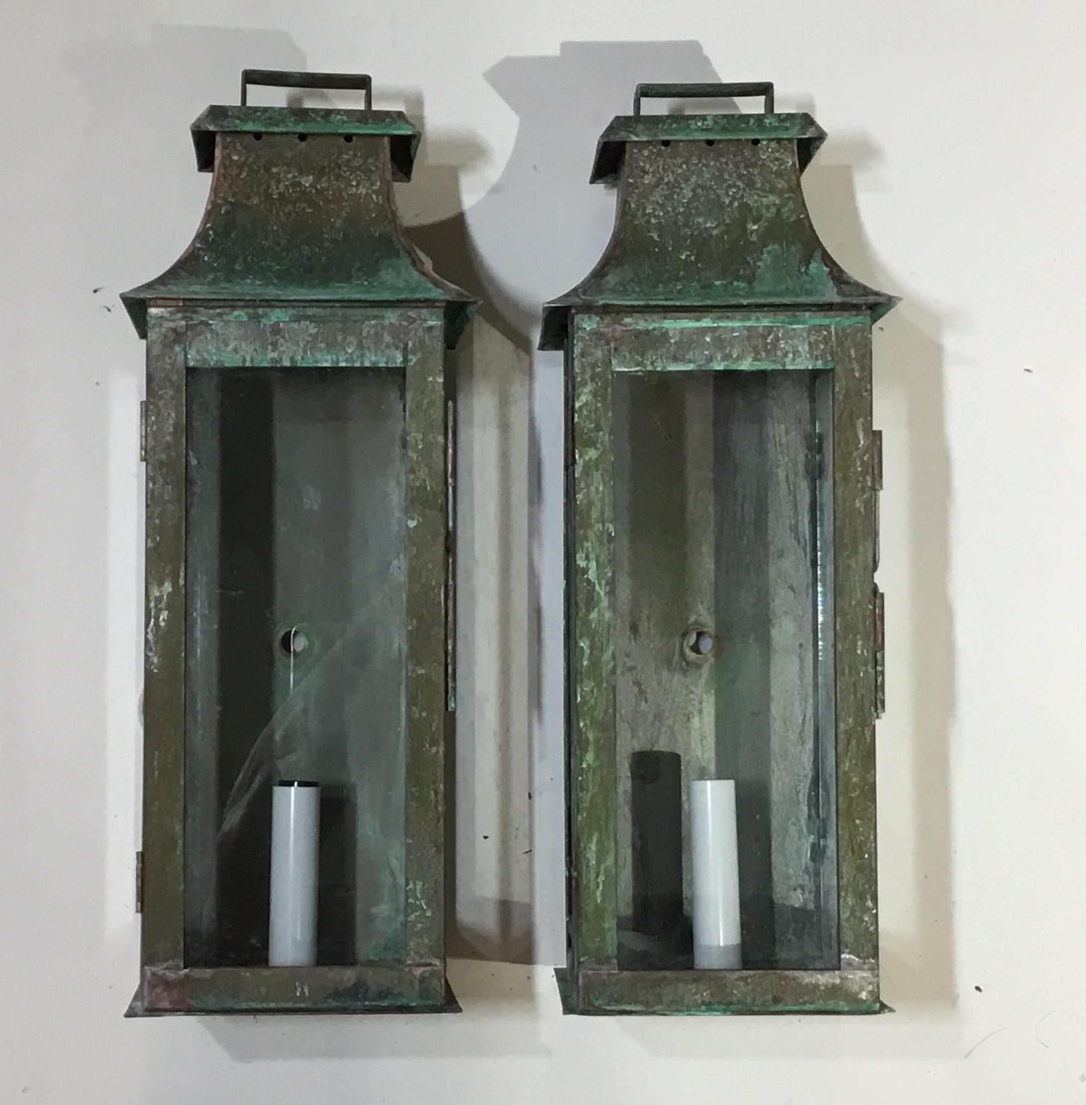 Pair Of Wall Hanging Copper Lantern 8