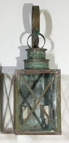 Pair of Wall Hanging Copper Lantern