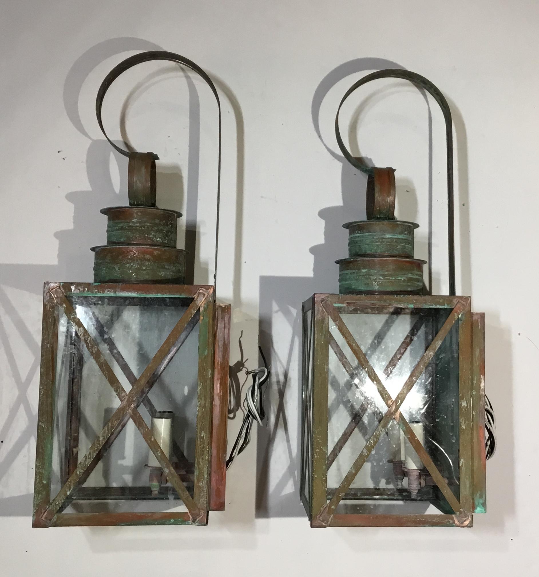 Pair of Wall Hanging Copper Lantern 2