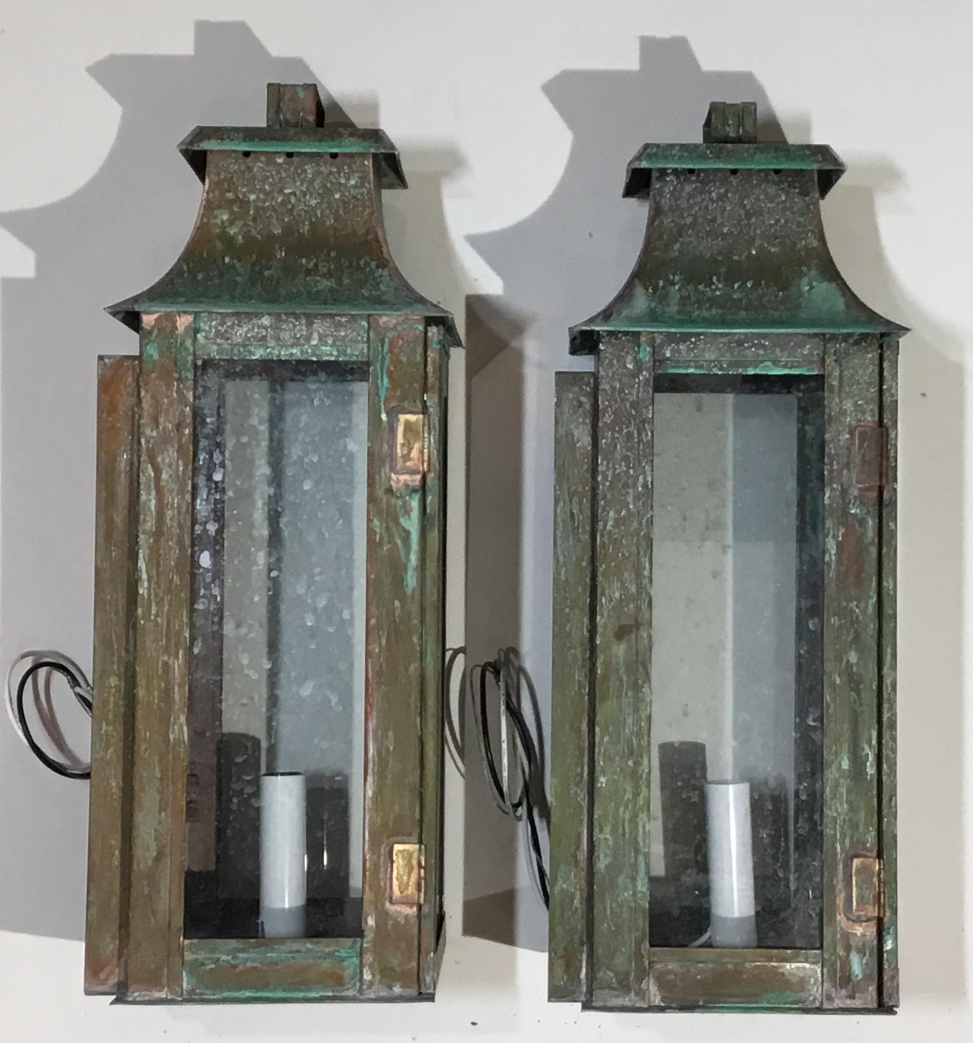 Pair Of Wall Hanging Copper Lantern 2