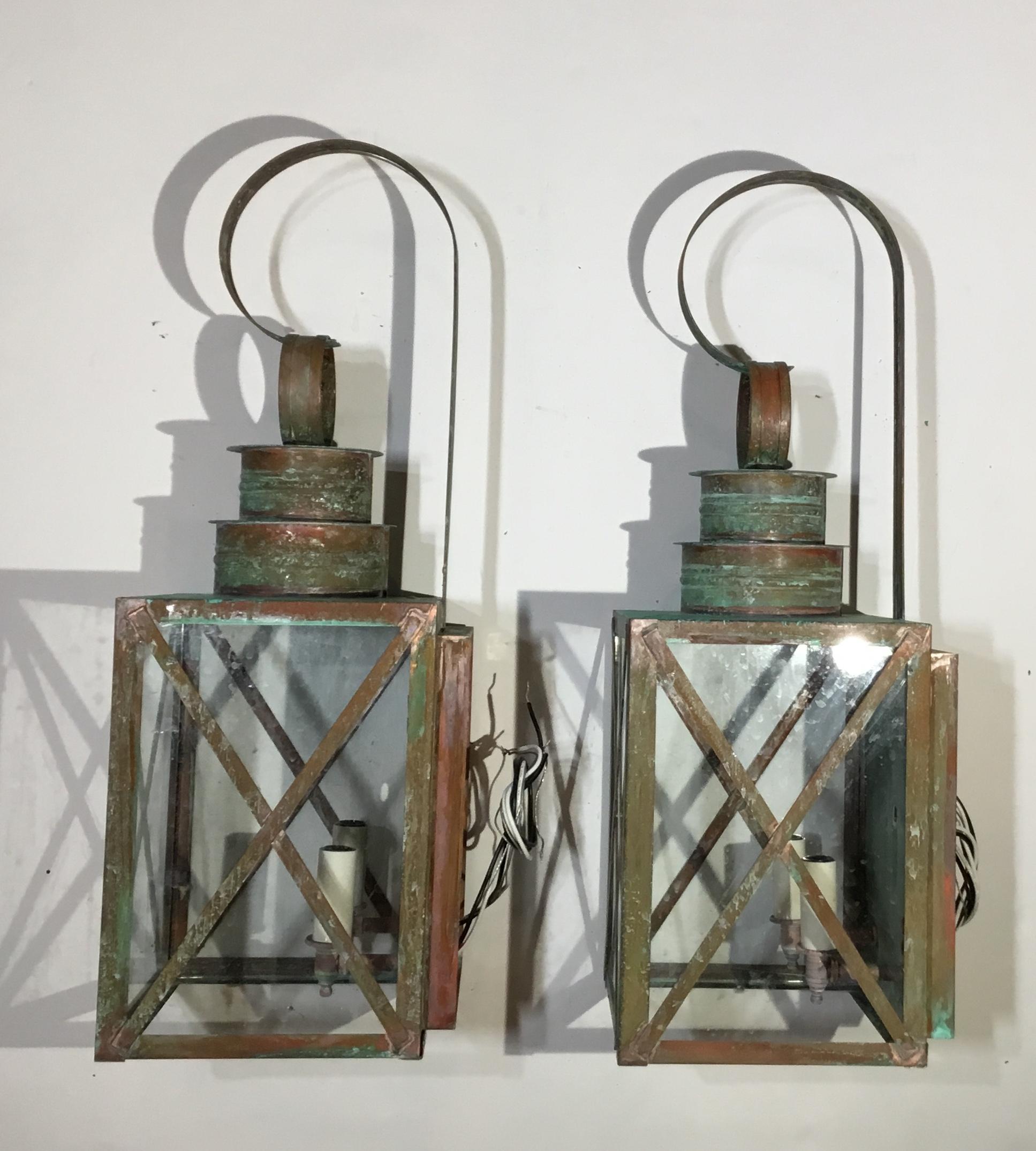 Pair of Wall Hanging Copper Lantern 3
