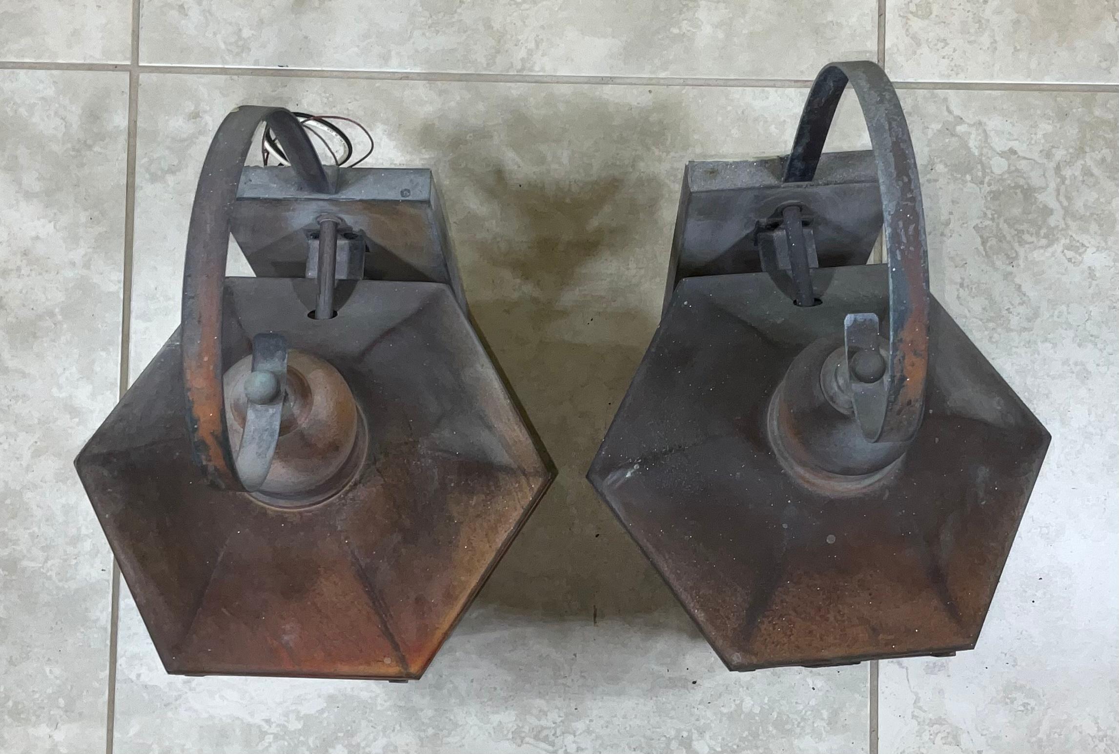Pair of Wall Hanging Copper Lantern 4