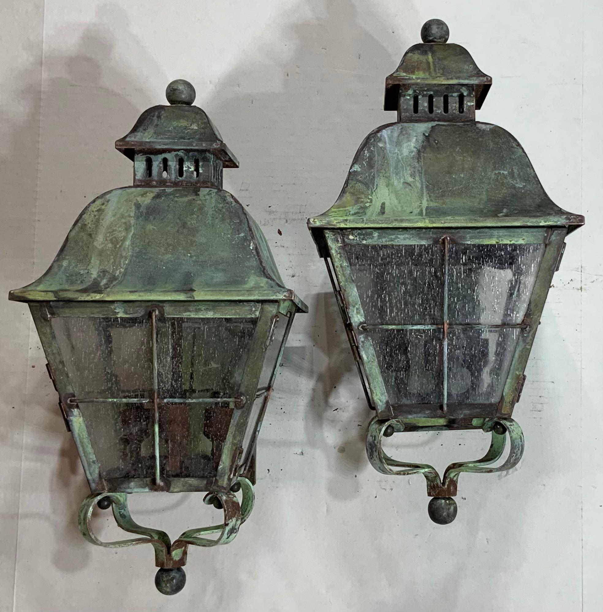 Pair of Wall Hanging Solid Brass Lantern 7