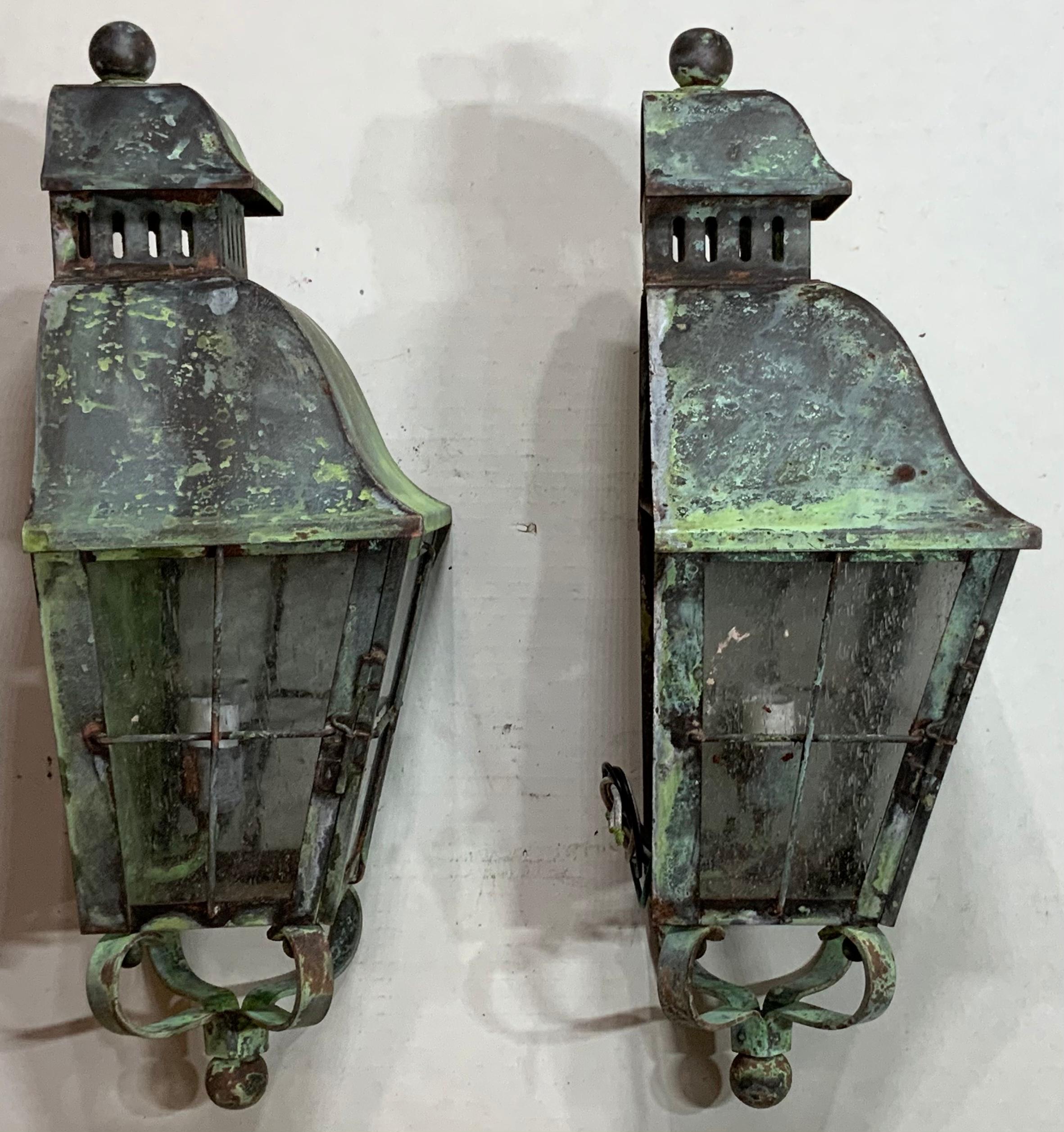 Pair of Wall Hanging Solid Brass Lantern 2