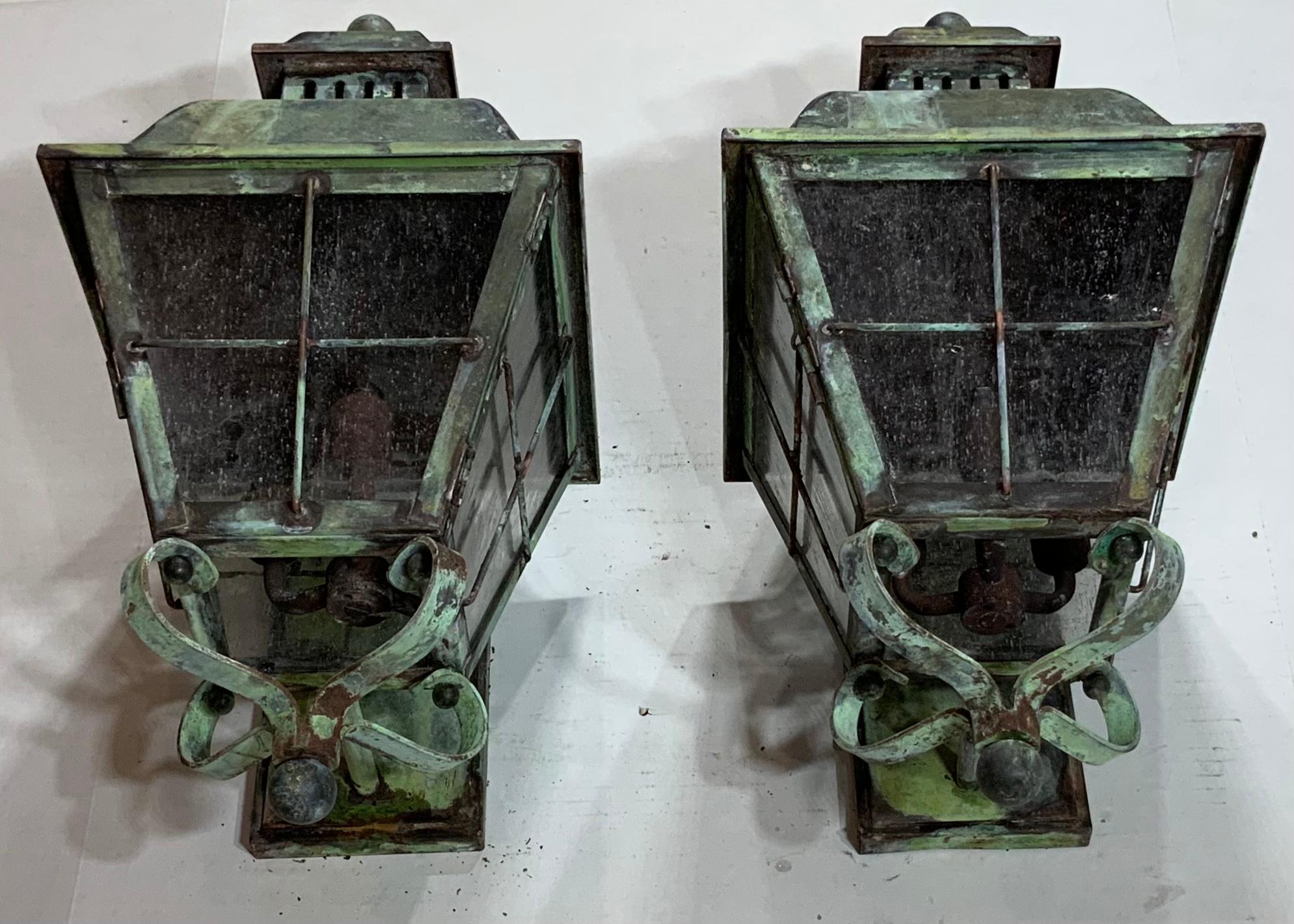 Pair of Wall Hanging Solid Brass Lantern 2