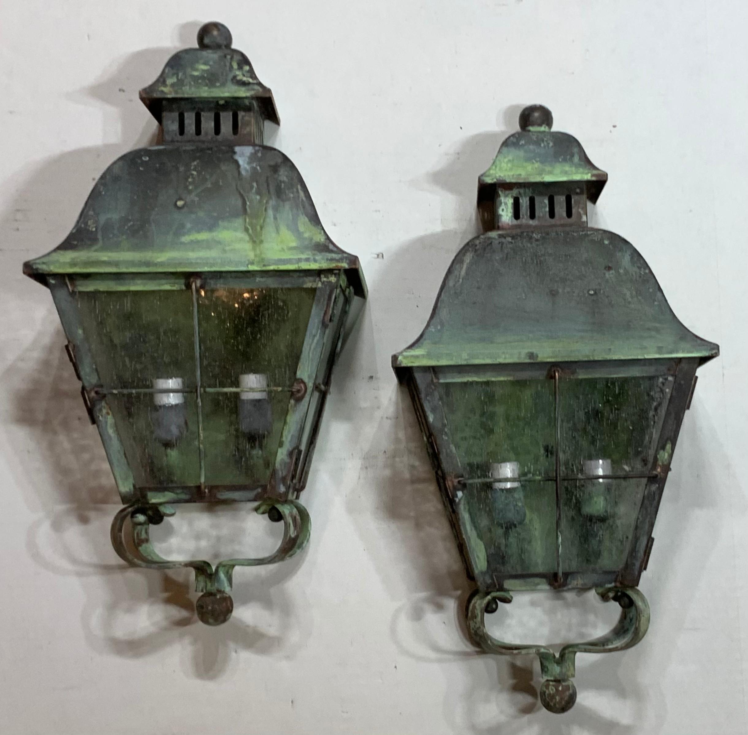 Pair of Wall Hanging Solid Brass Lantern 3