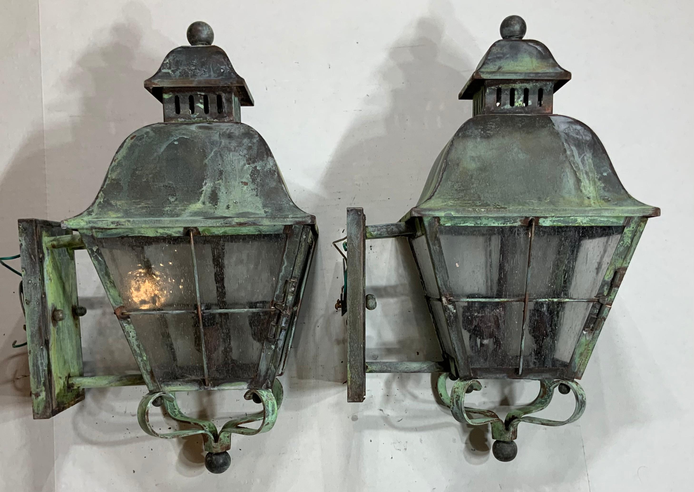 Pair of Wall Hanging Solid Brass Lantern 3