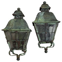 Pair of Wall Hanging Solid Brass Lantern