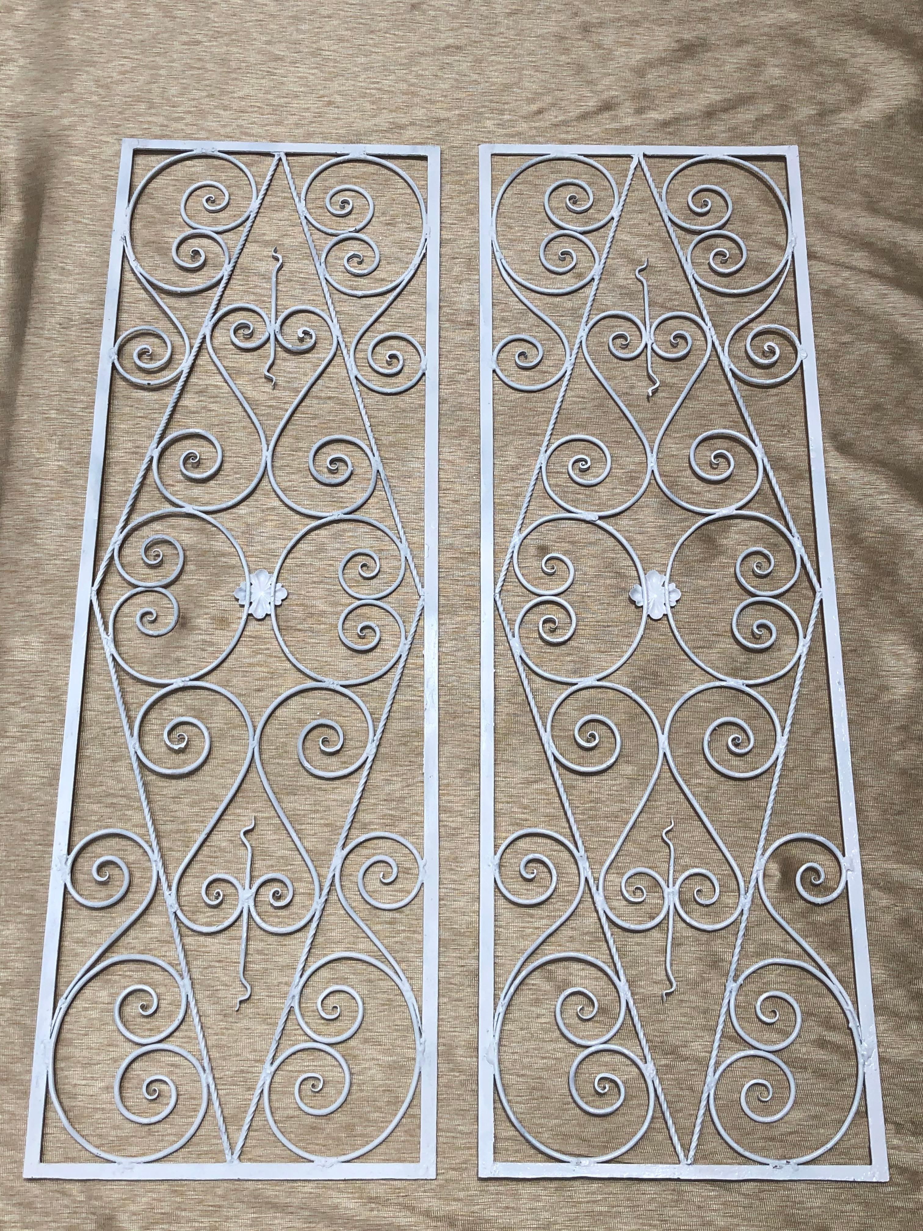 Pair of Wall Hanging White Iron Panels For Sale 15