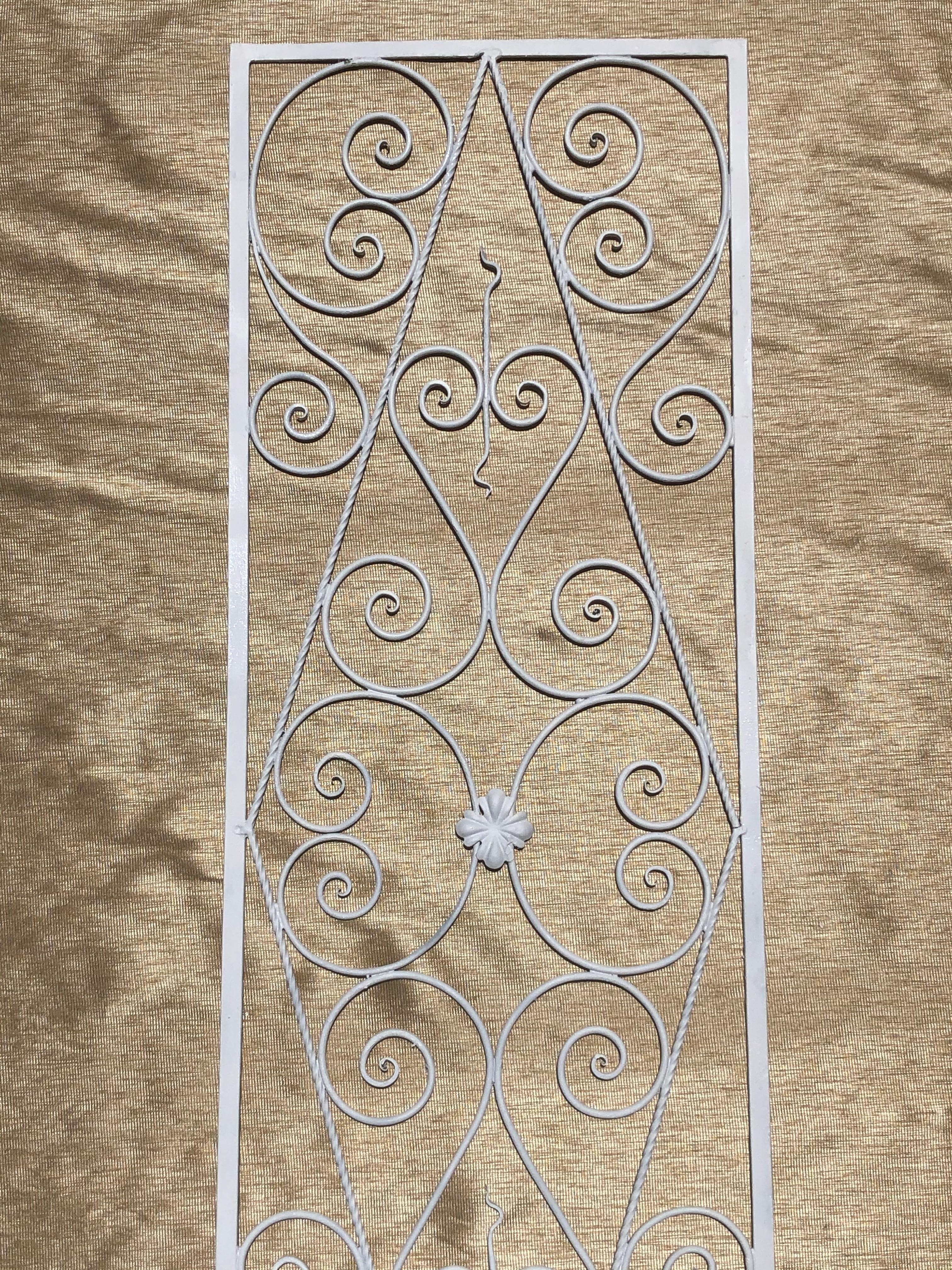 Pair of Wall Hanging White Iron Panels In Good Condition For Sale In Delray Beach, FL
