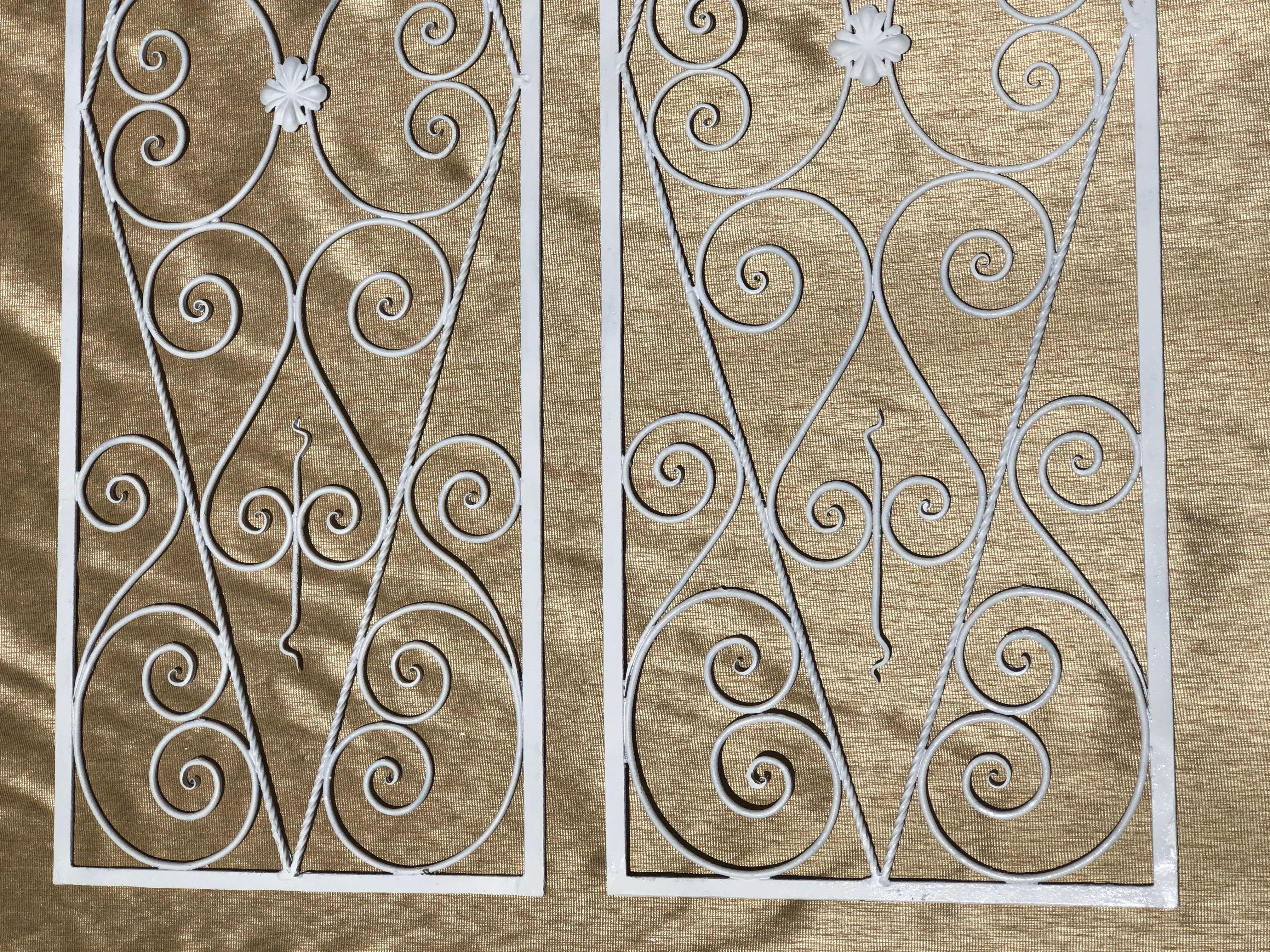 20th Century Pair of Wall Hanging White Iron Panels For Sale