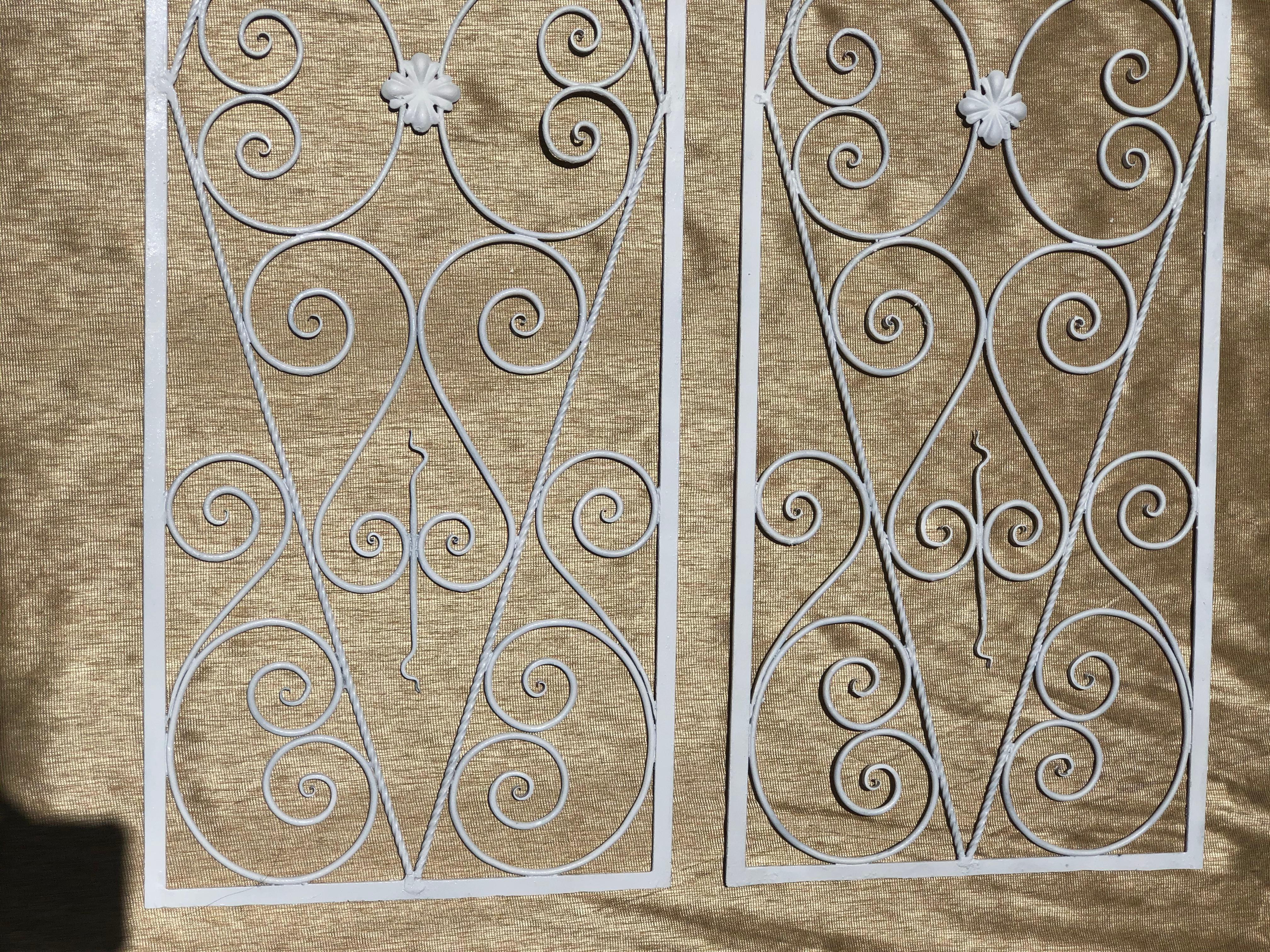 Pair of Wall Hanging White Iron Panels For Sale 1