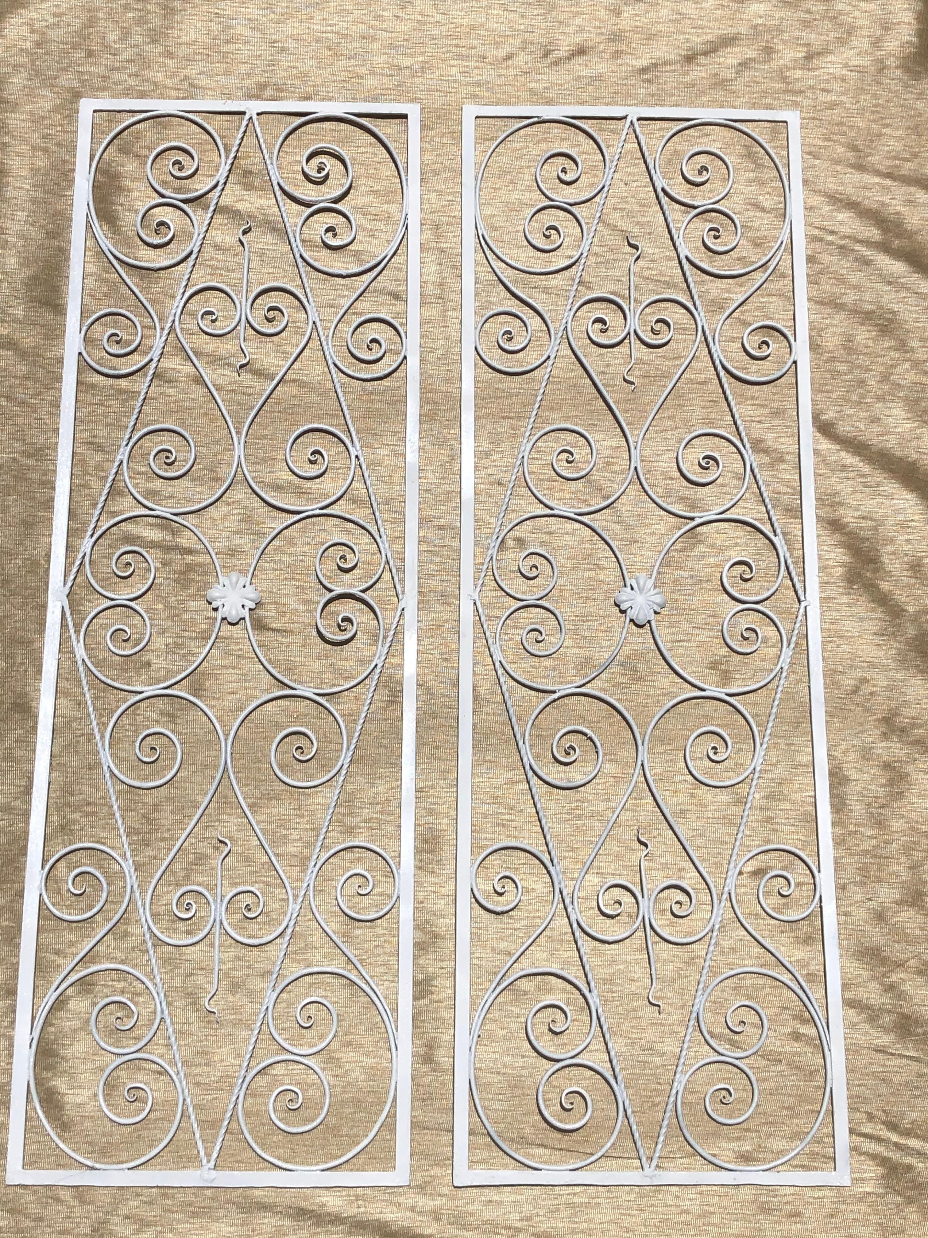 Pair of Wall Hanging White Iron Panels For Sale 2