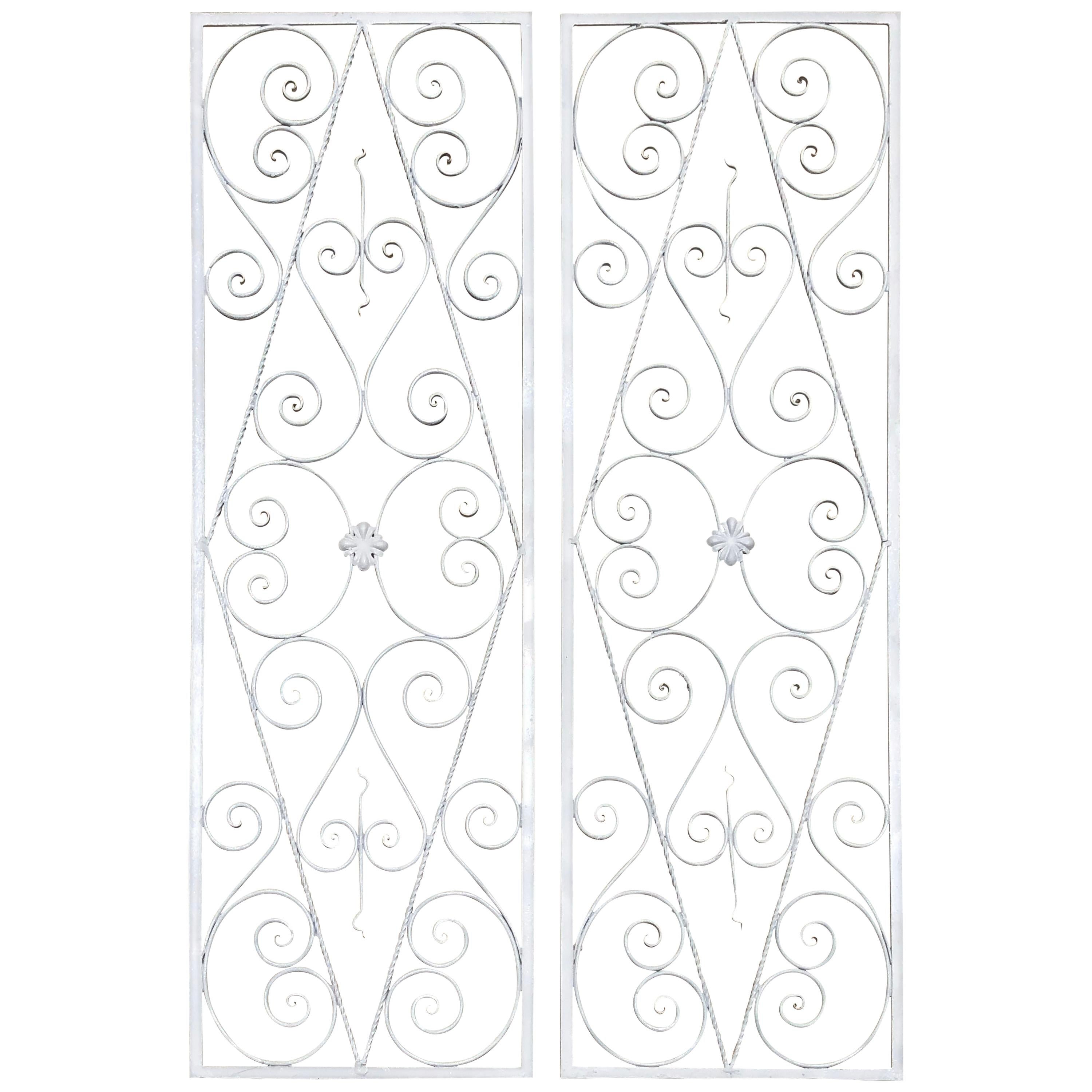 Pair of Wall Hanging White Iron Panels For Sale