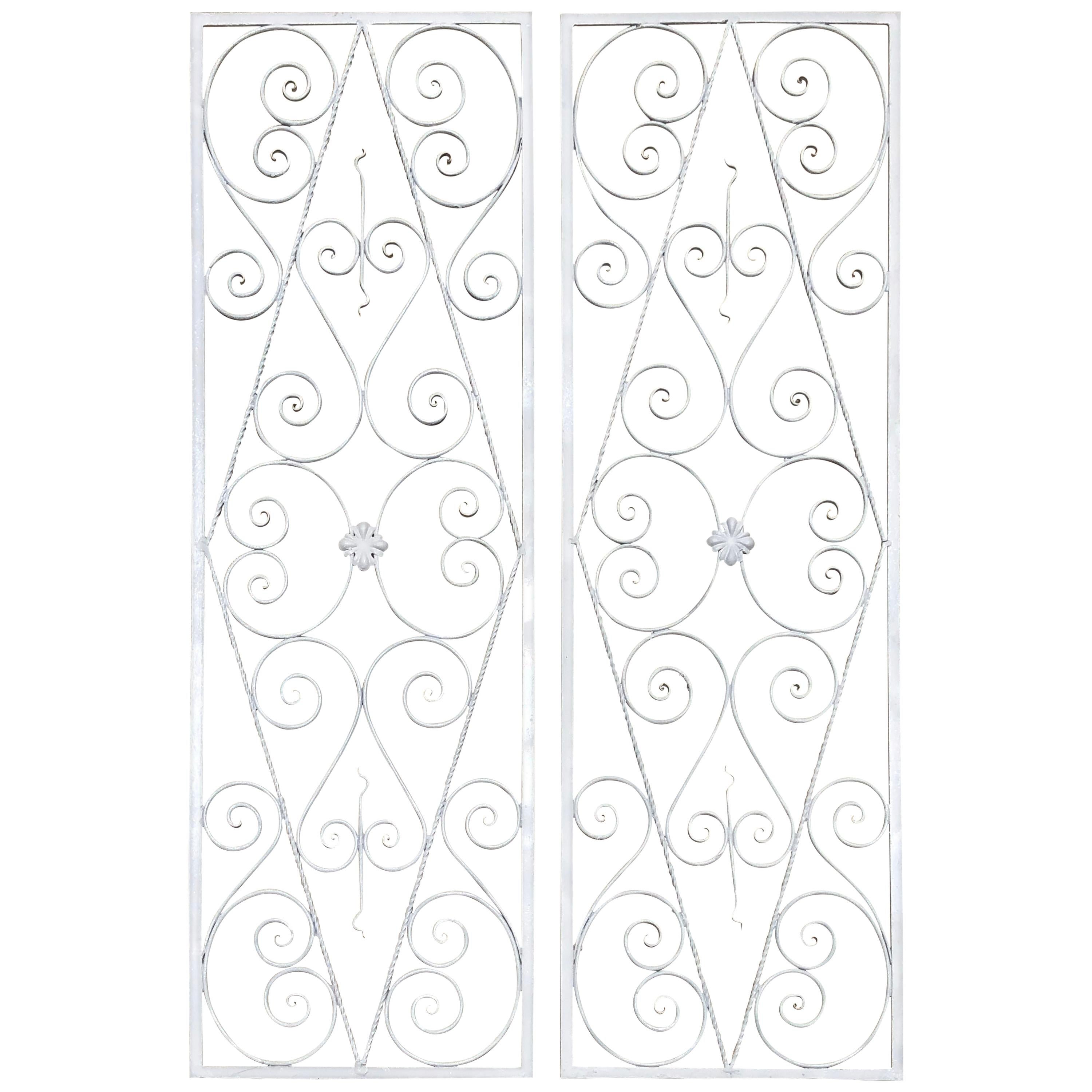 Pair of Wall Hanging White Iron Panels