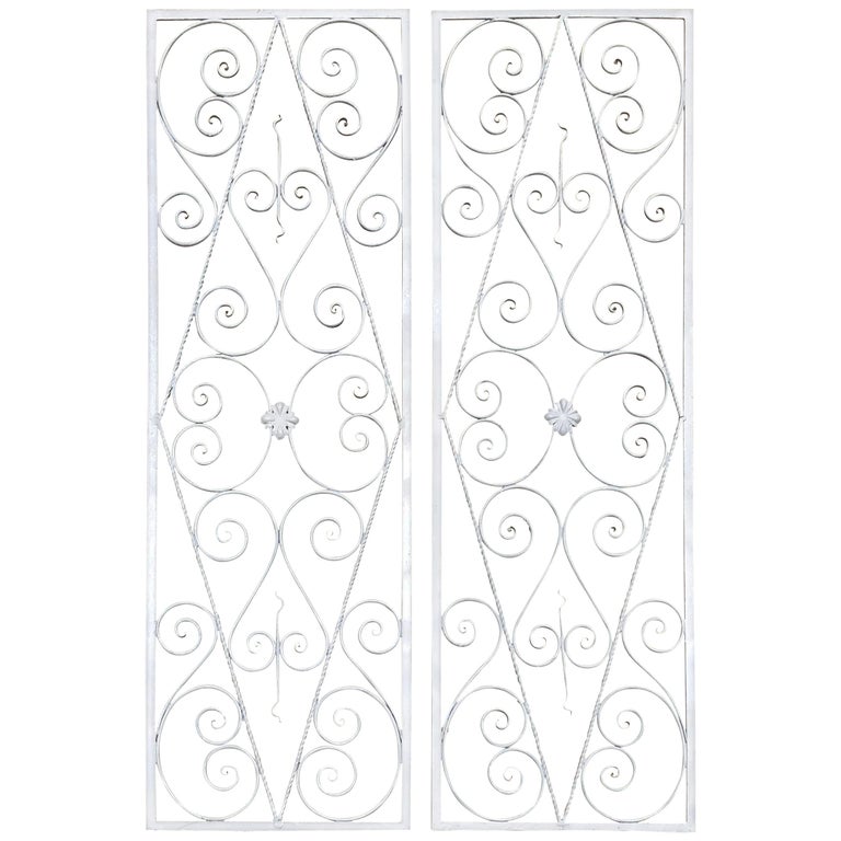 Pair of Wall Hanging White Iron Panels For Sale at 1stDibs