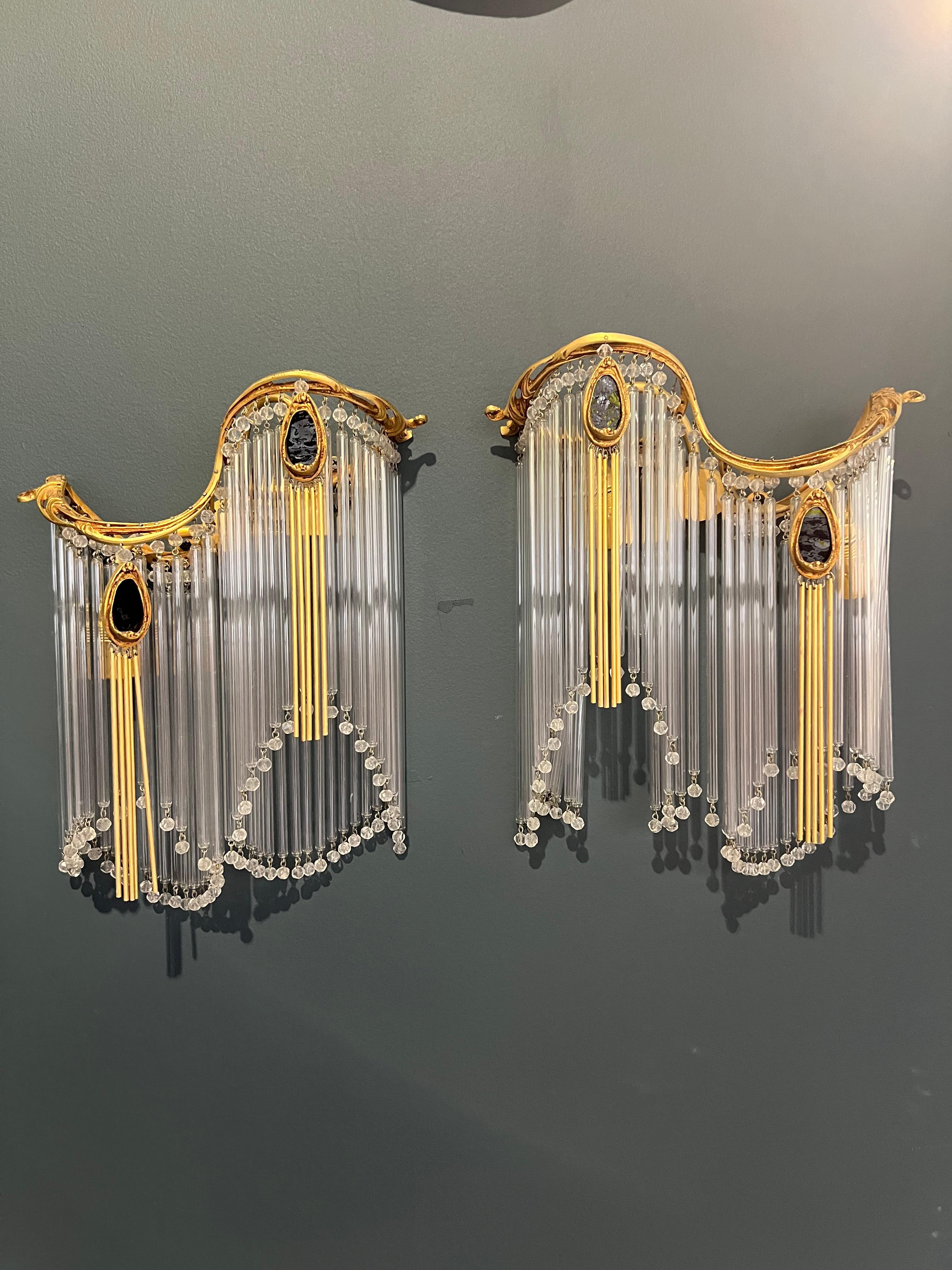 Pair of Wall Lamp Art Nouveau in the Style of Hector Guimard For Sale 3