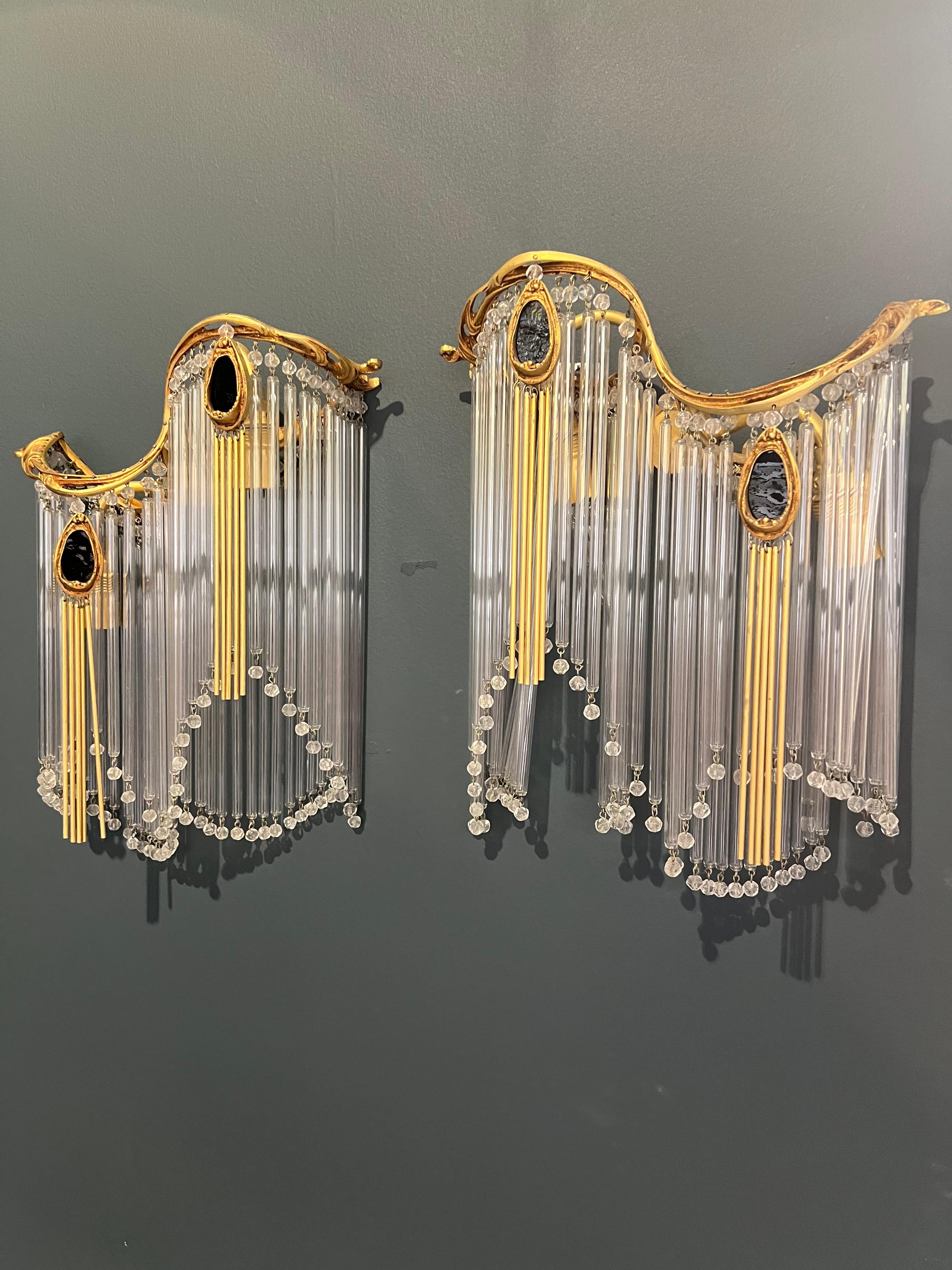 Pair of Wall Lamp Art Nouveau in the Style of Hector Guimard In Good Condition For Sale In palm beach, FL