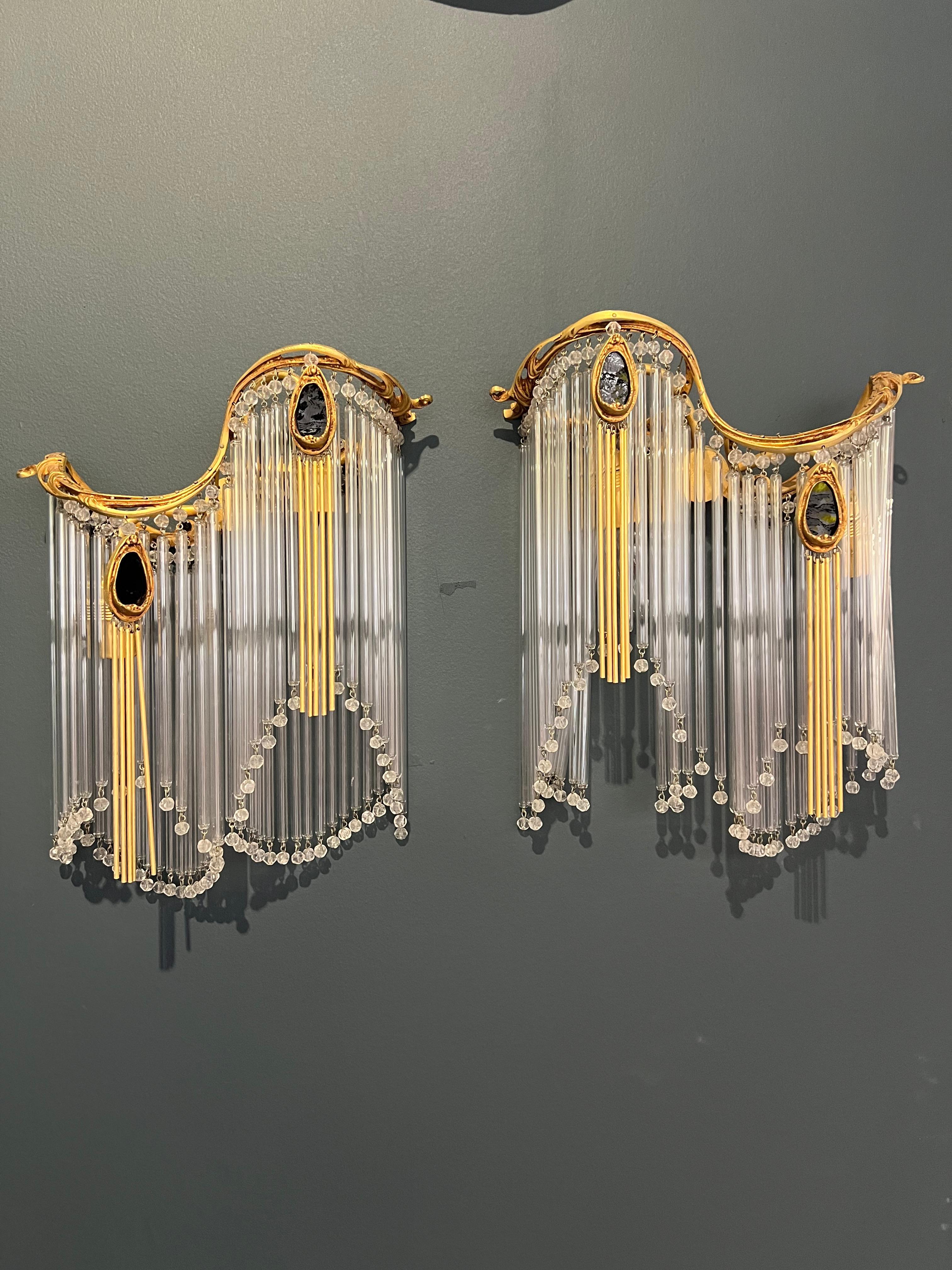 Late 20th Century Pair of Wall Lamp Art Nouveau in the Style of Hector Guimard For Sale