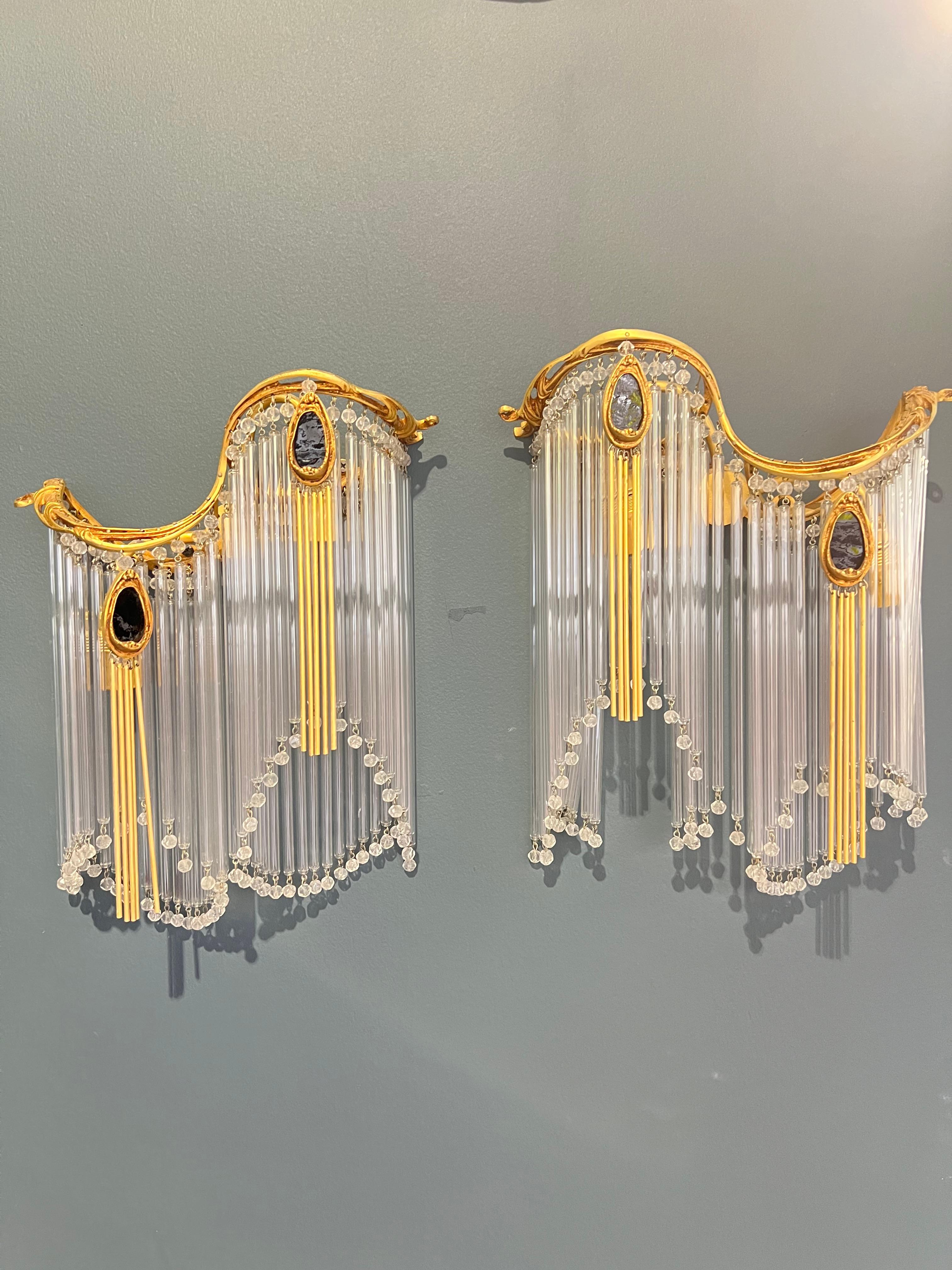 Pair of Wall Lamp Art Nouveau in the Style of Hector Guimard For Sale 2