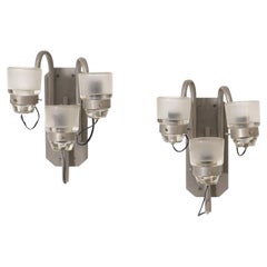 Pair of Wall Lamp Attr. to Joe Colombo for Oluce in Nickel-Plated Brass