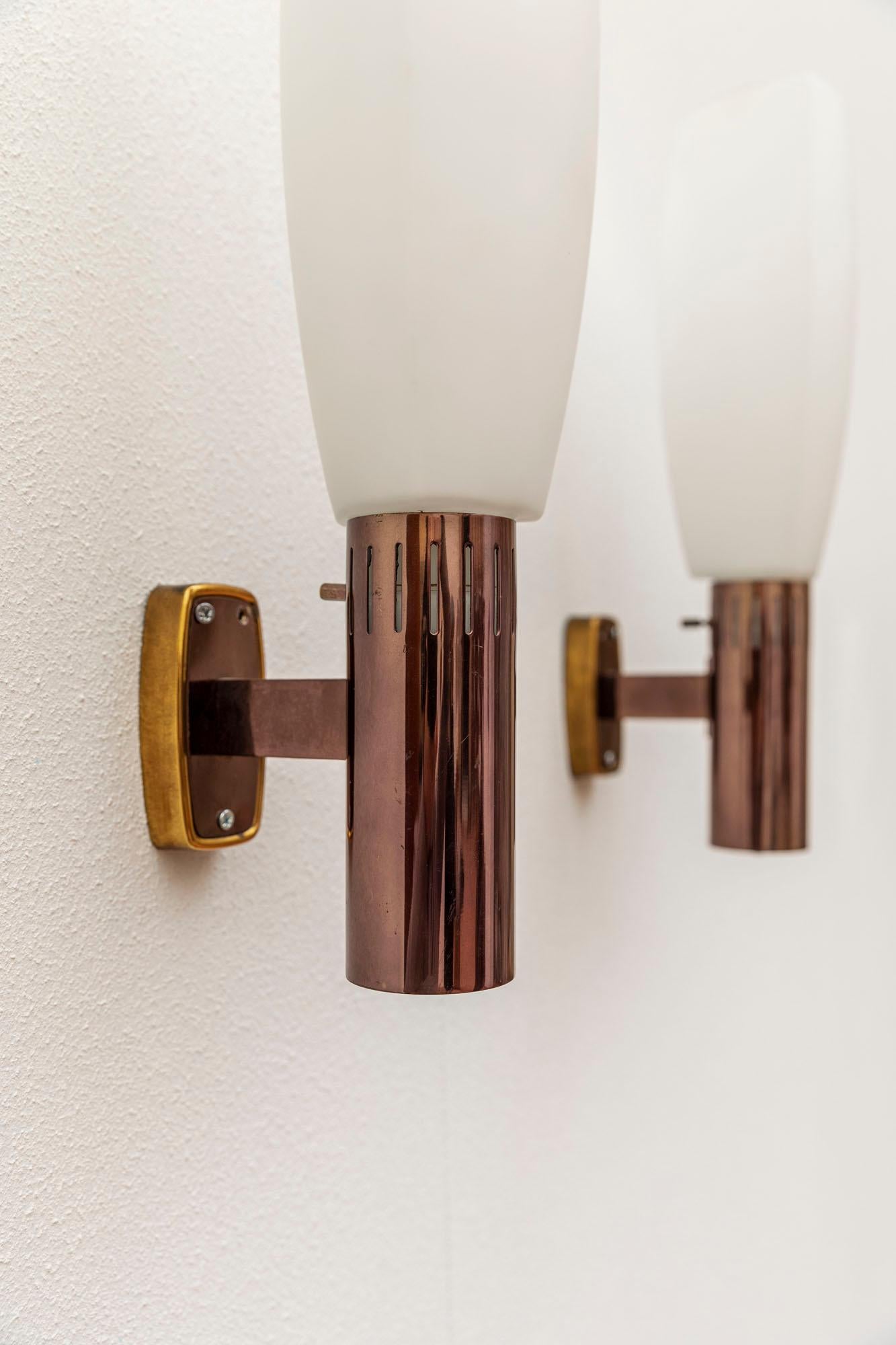 Brass Pair of Wall Lamp by Stilnovo