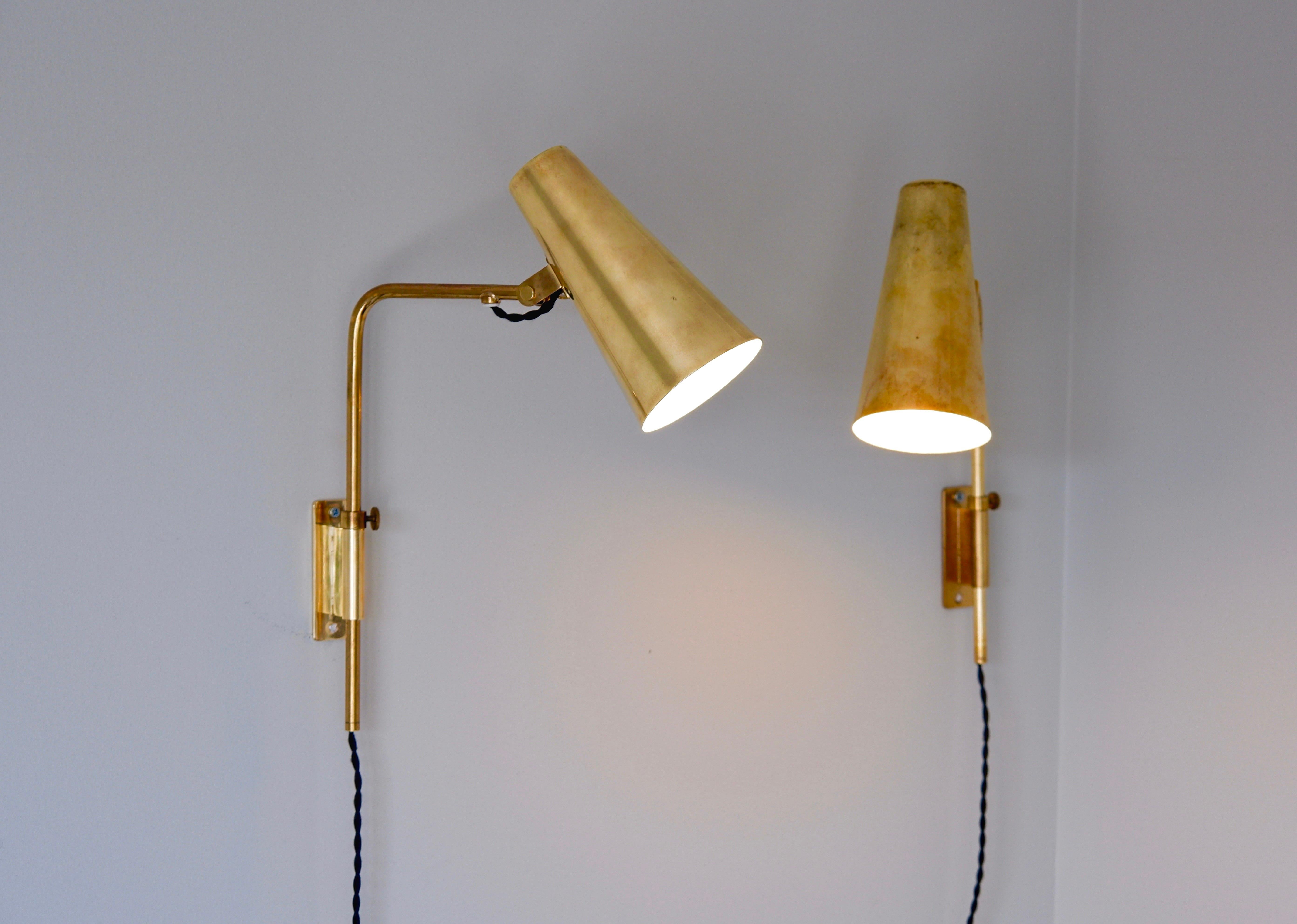 Finnish Pair of Wall Lamp Designed by Paavo Tynell Model 9459, for Idman Crica 1950