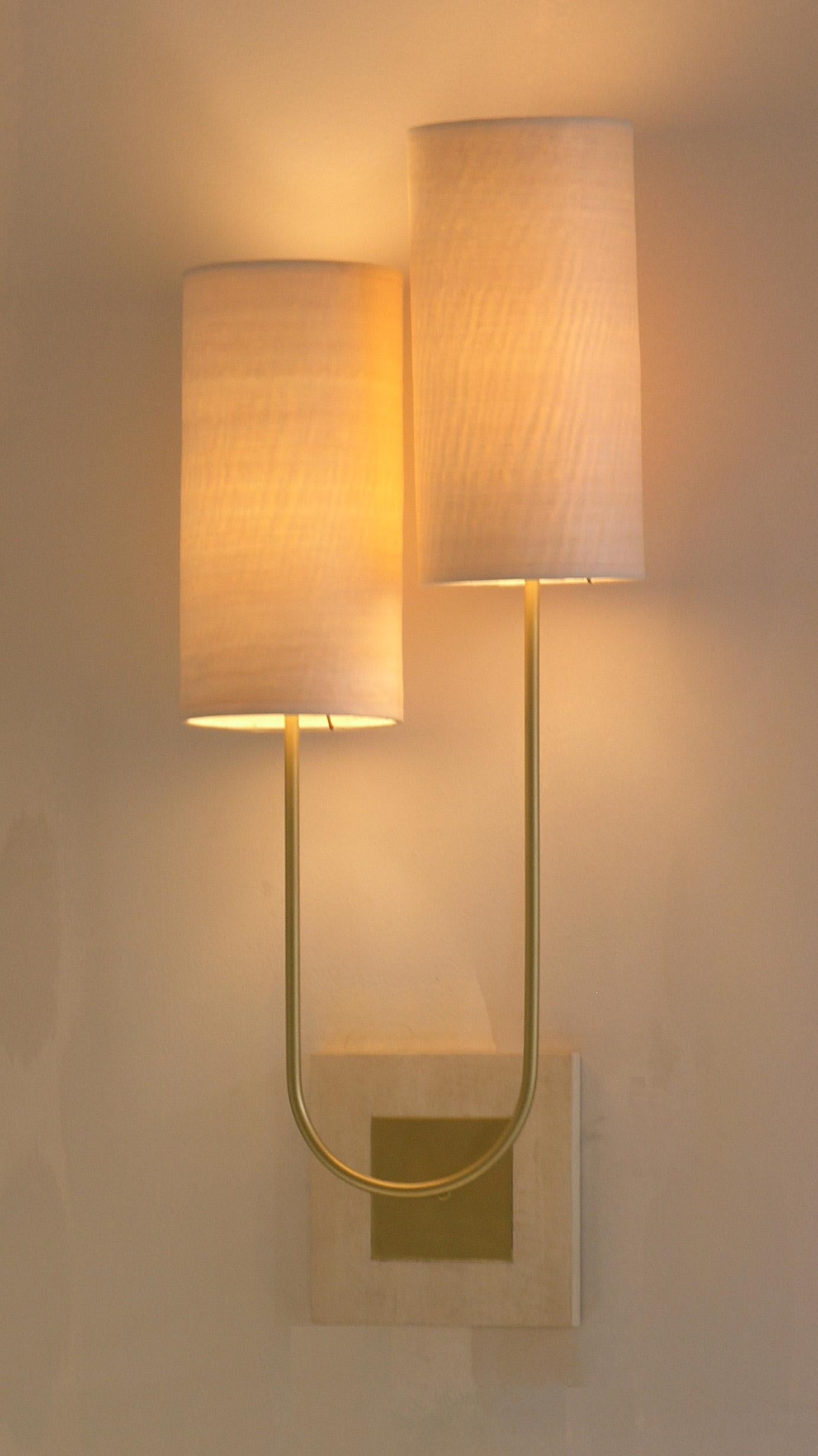 Pair of Wall Lamp Sconce 'Sano' Gold Bronze Patina by Aymeric Lefort (Französisch)