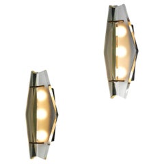 pair of wall lamps "1937" by Max Ingrand for Fontana Arte glass brass bronze 