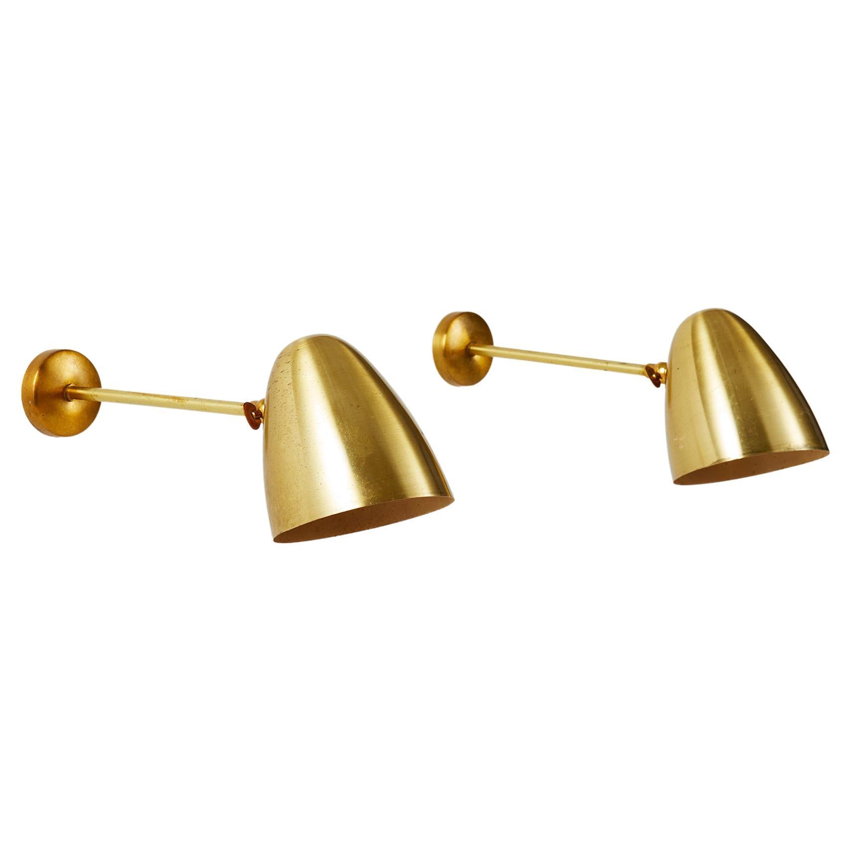 Pair of Wall Lamps, Anonymous, Denmark, 1950’s For Sale