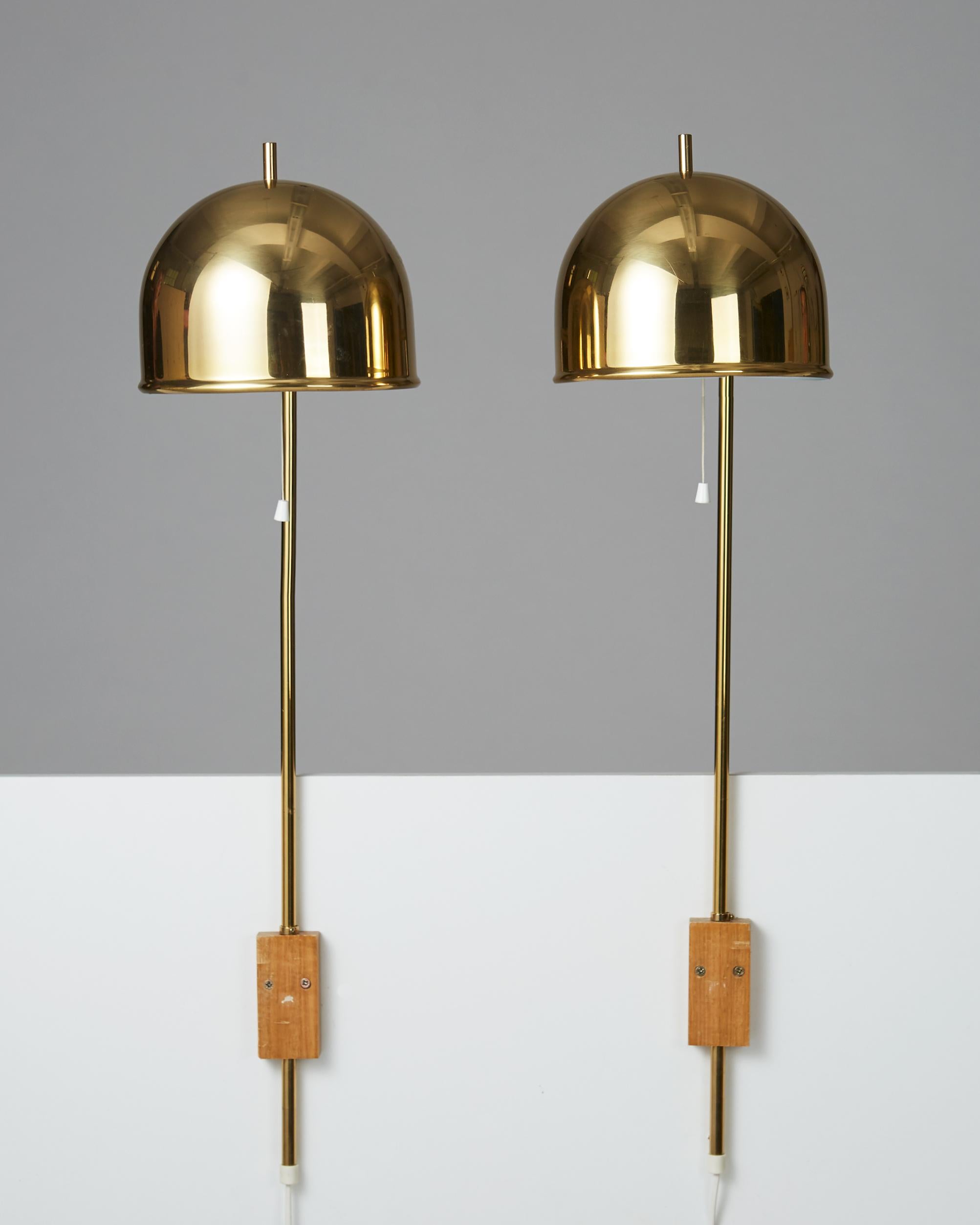 Scandinavian Modern Pair of Wall Lamps, Anonymous for Bergboms, Sweden, 1970s