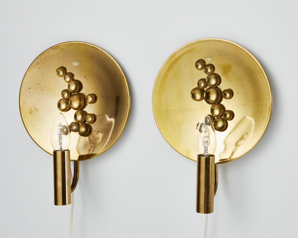 Mid-Century Modern Pair of Wall Lamps, Anonymous, for TM Insjön, Brass, Sweden, 1960s For Sale