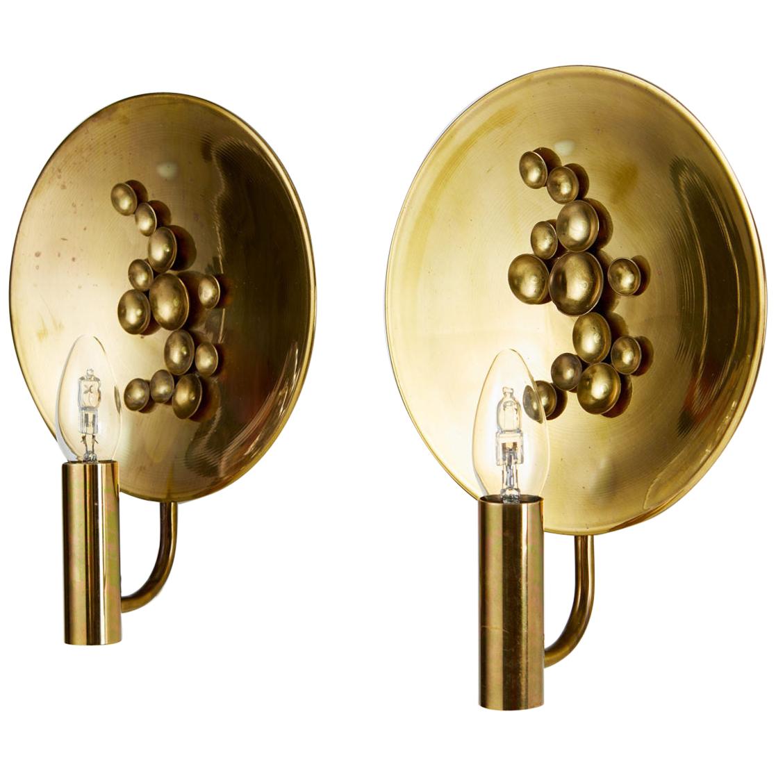 Pair of Wall Lamps, Anonymous, for TM Insjön, Brass, Sweden, 1960s