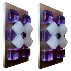 Pair of Wall Lamps Appliques Design Albano Poli for Poliarte, 1970s