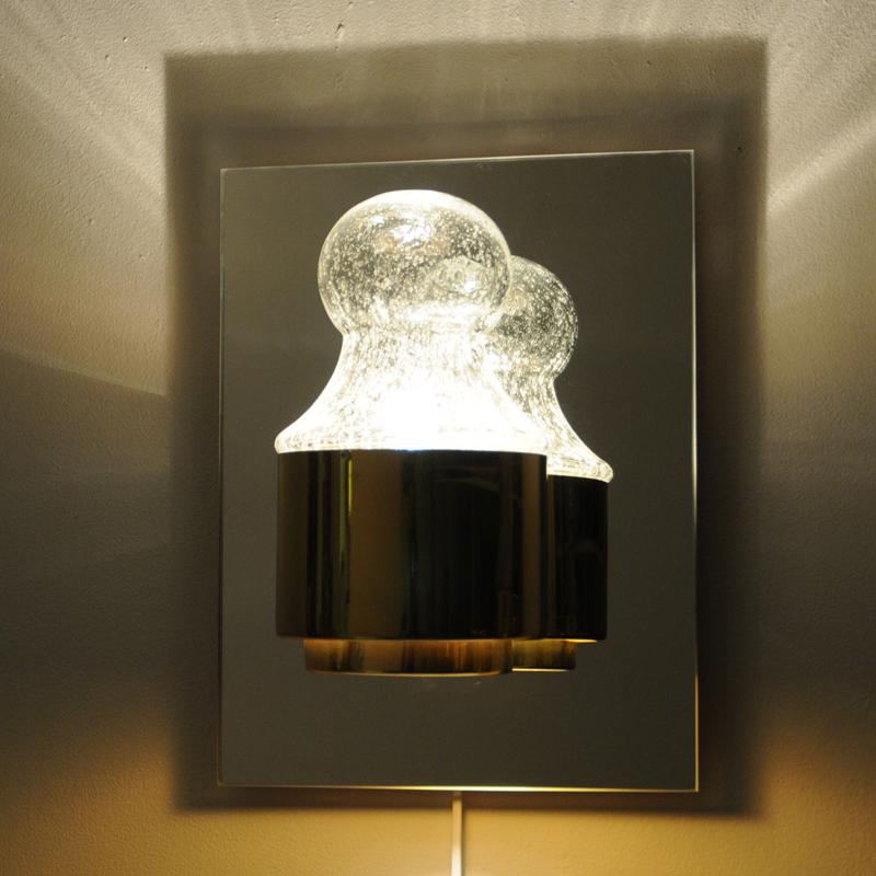 Late 20th Century Pair of Wall Lamps Brass and Glass 1970s by Kjell Munch, Høvik Lys, Norway