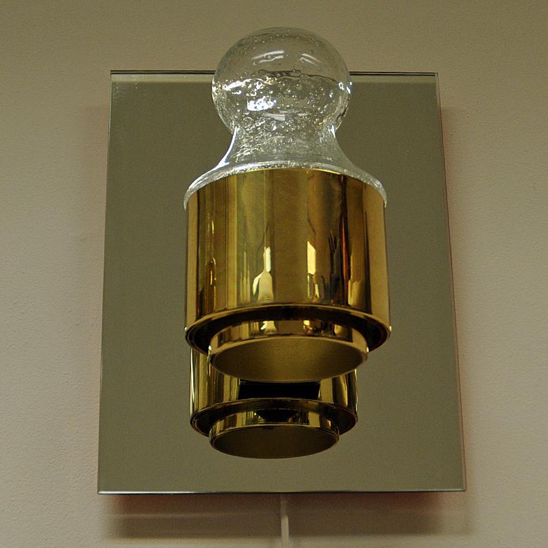 Pair of Wall Lamps Brass and Glass 1970s by Kjell Munch, Høvik Lys, Norway 1
